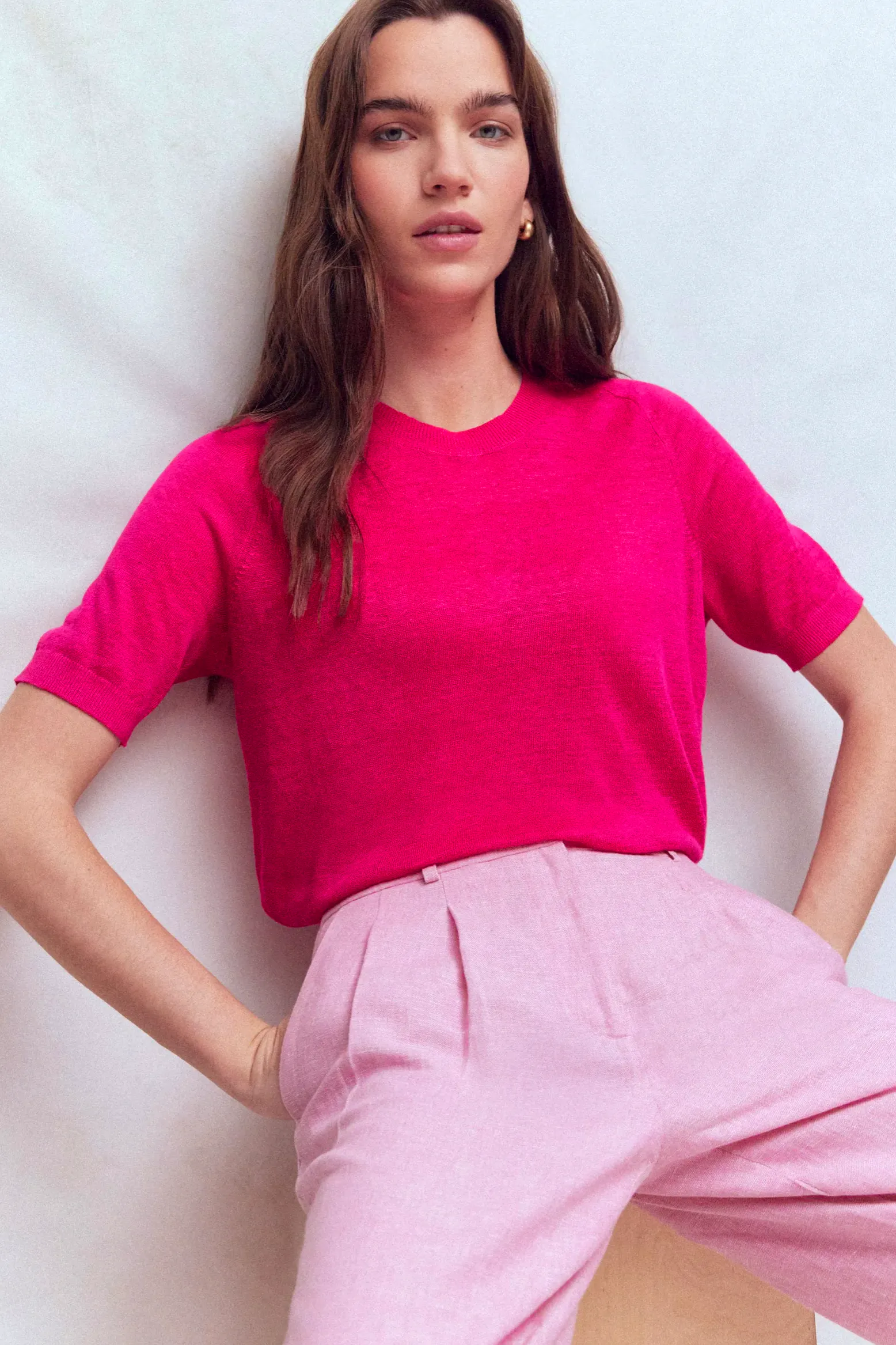 Boden Agnes Linen Button T-Shirt, £85