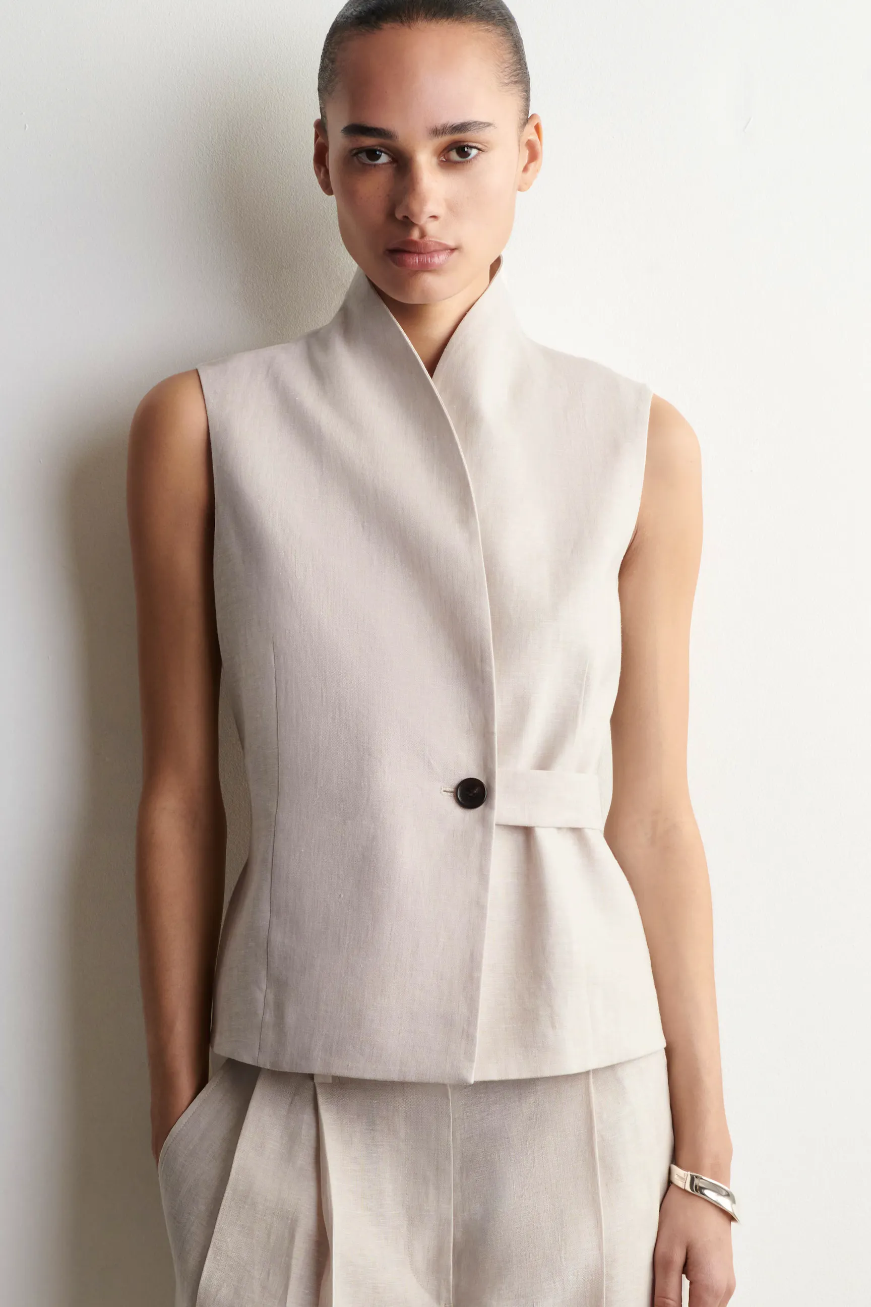 Cos Shawl-Collar Belted Linen Waistcoat, £95