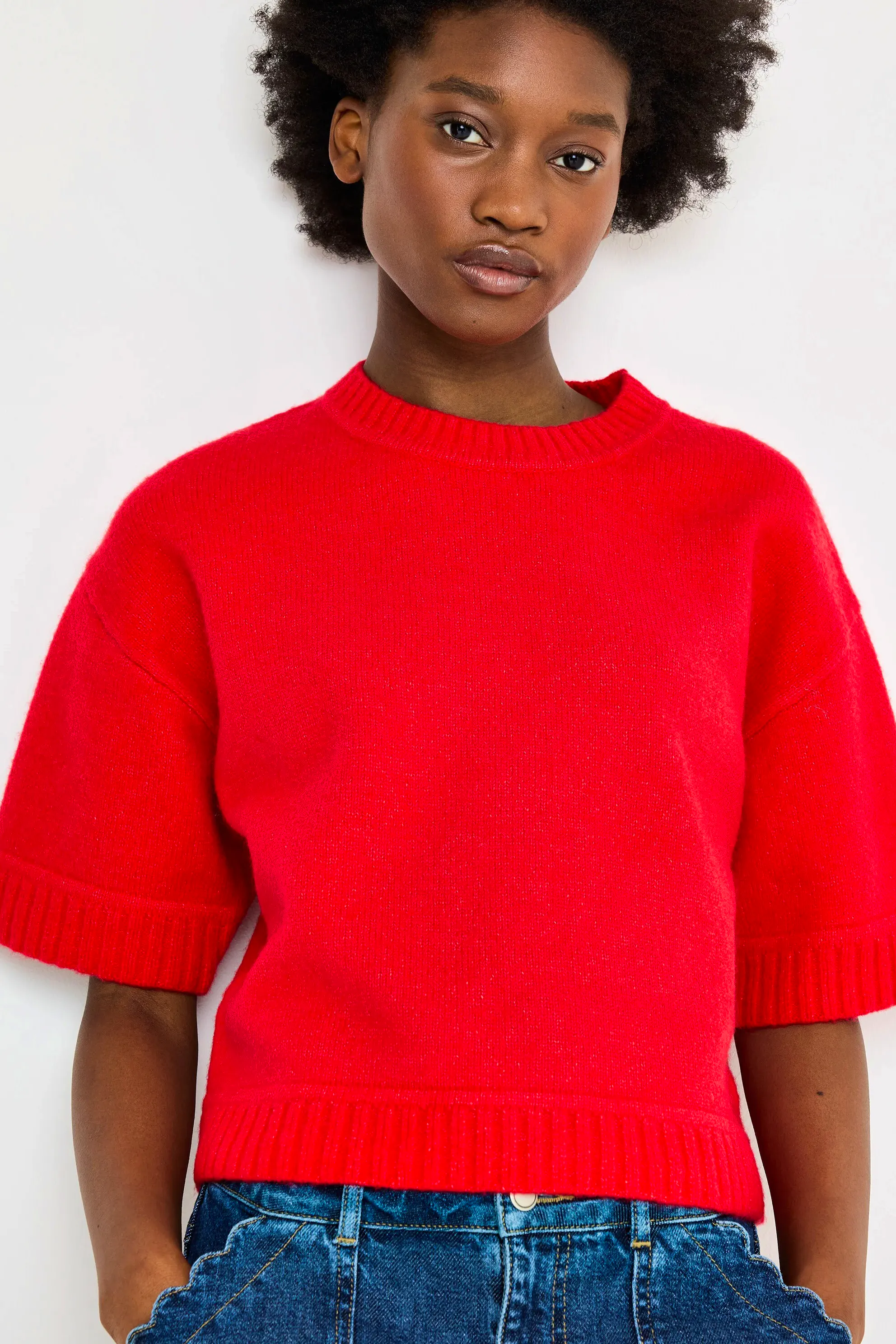 Oliver Bonas Red Crew Neck Short Sleeve Knitted T-Shirt, £60