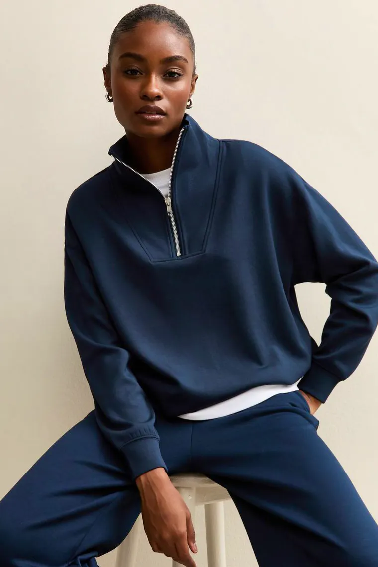 New Look Navy Premium Quarter Zip Sweatshirt, £26.99