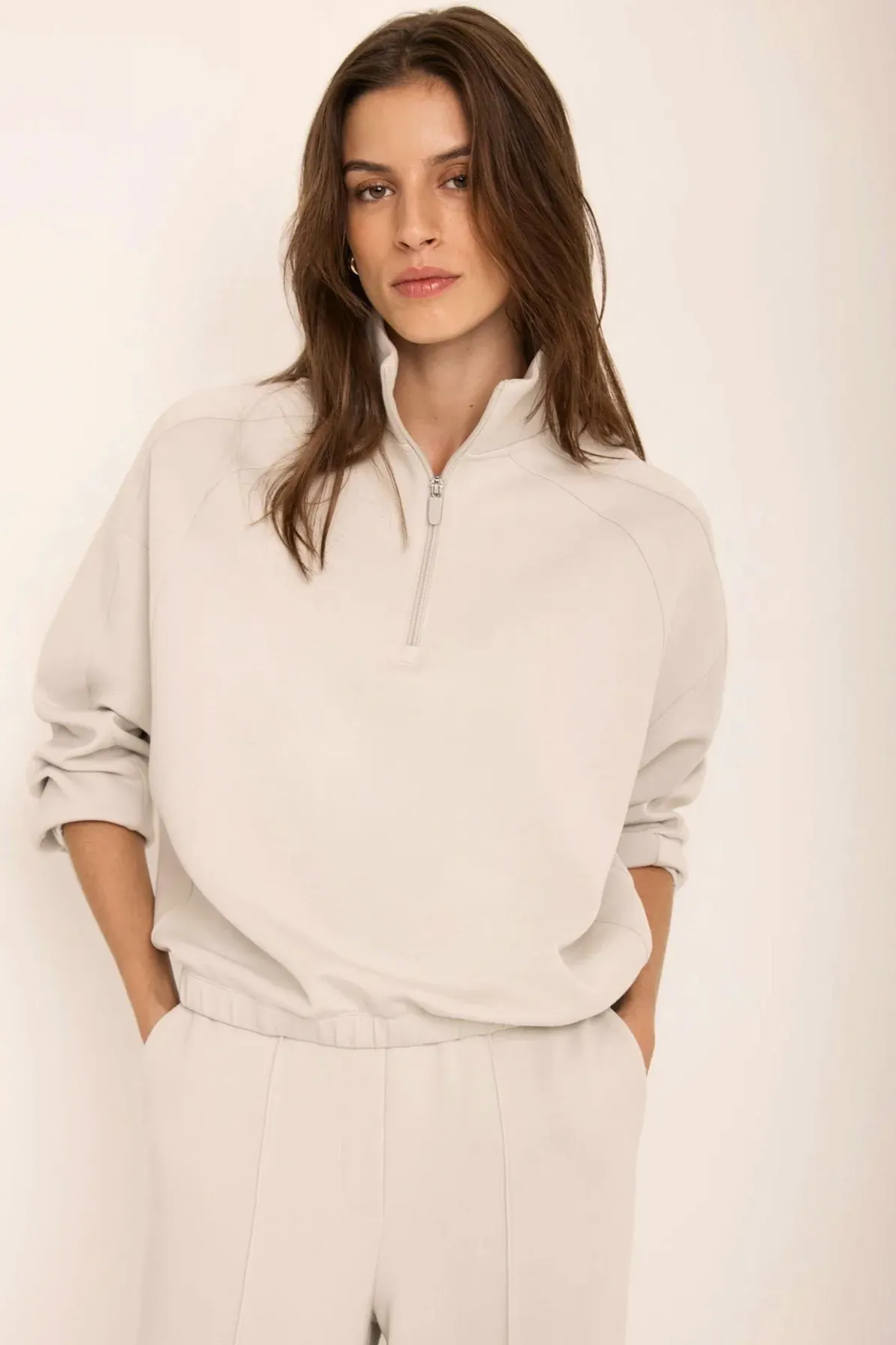 Mint Velvet Cream Zip Detail Sweatshirt, £89