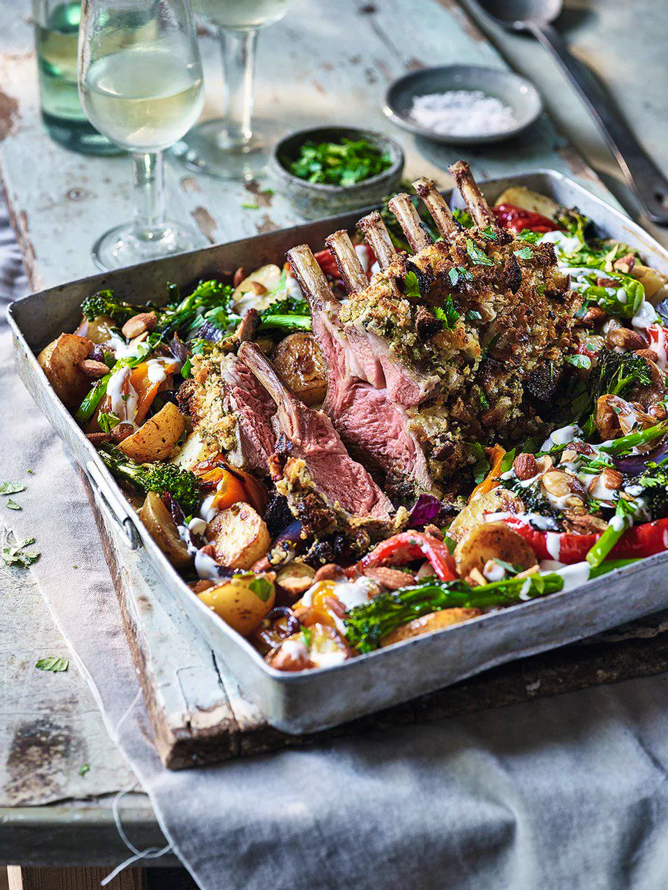 Rack Of Lamb, Potato And Pepper Tray Roast