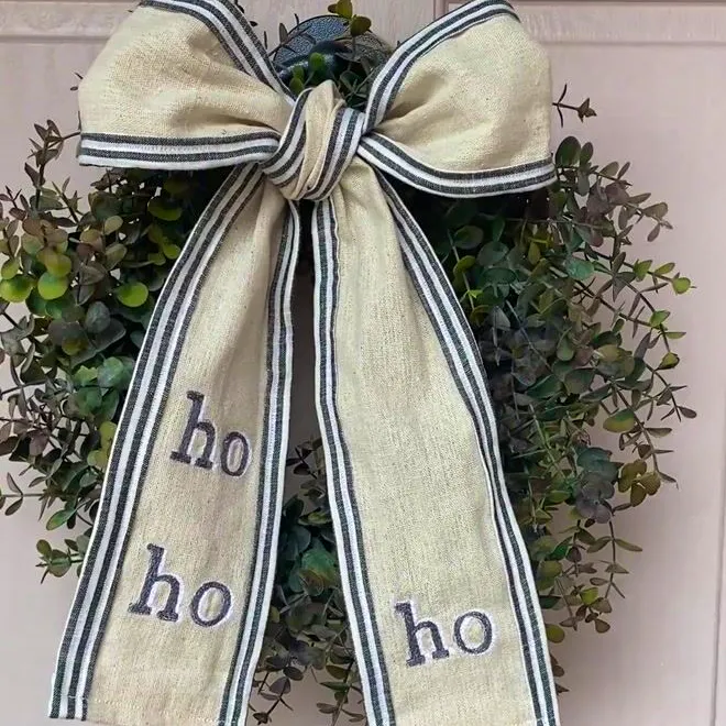 Lotta’s House Embroidered Stripe Personalised Wreath Bow, £39.50