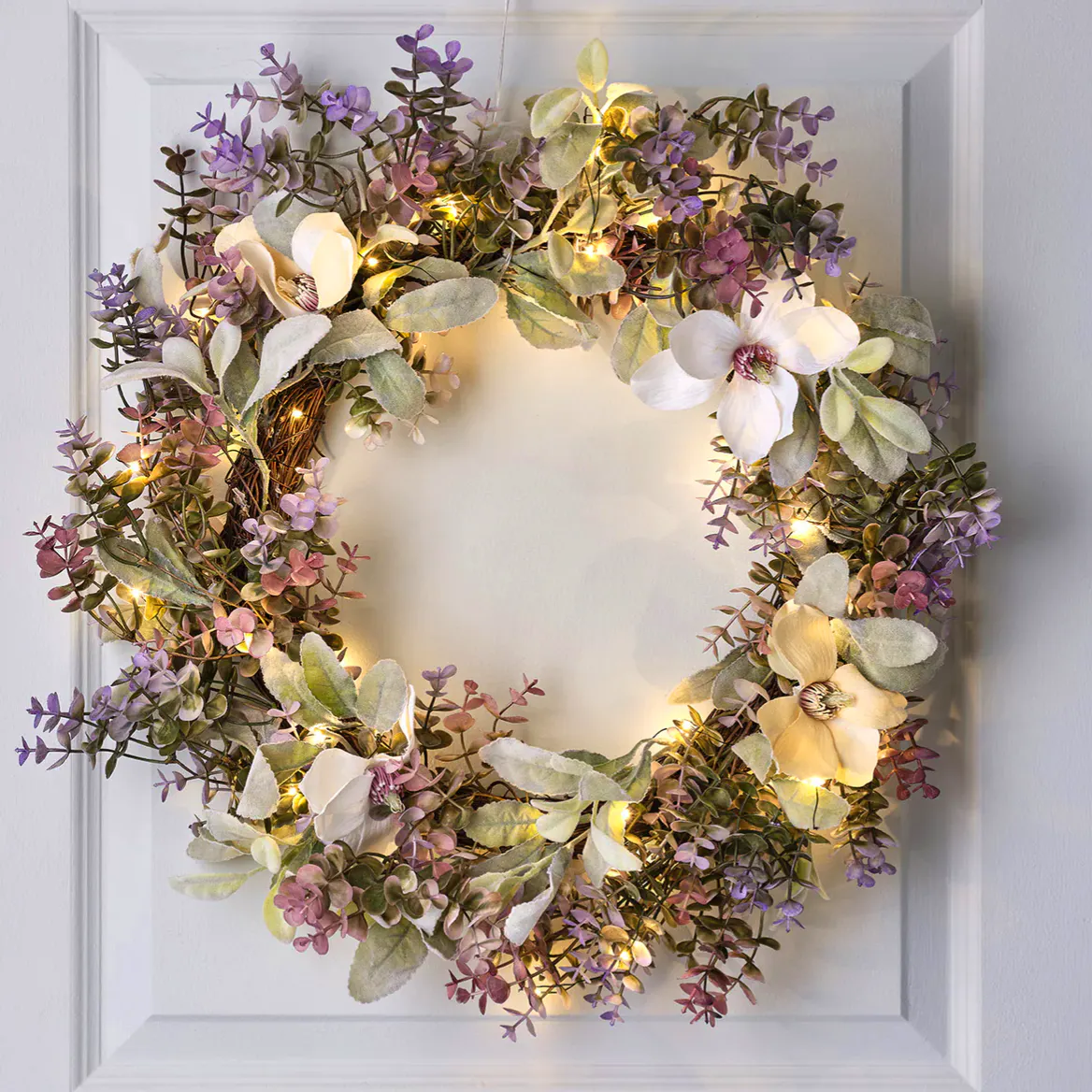 Lights 4 Fun 60cm Oversized Pre Lit Spring Flower Wreath, £69.99