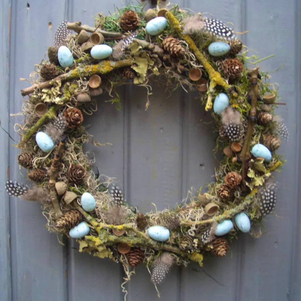 Not On The High Street Spring Summer Feather Egg And Twig Wreath Wall Door, £39.50