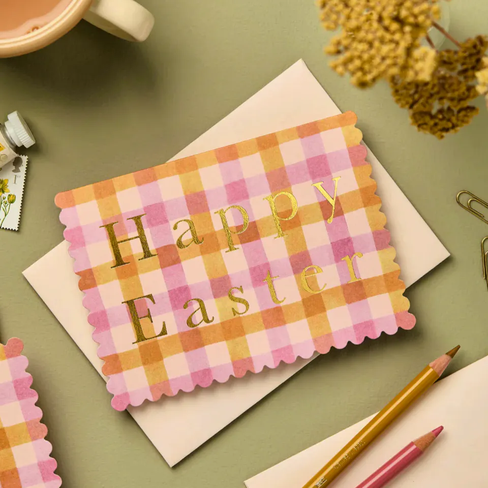 Wanderlust Paper Co Candy Gingham 'Happy Easter' Card, £3.50
