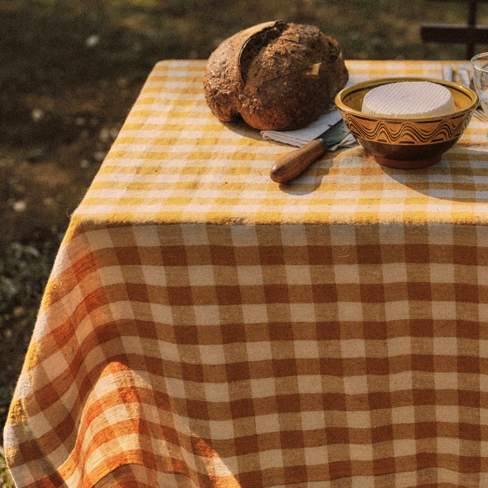 Toast Orchard Check Linen Cotton Tablecloth, £110