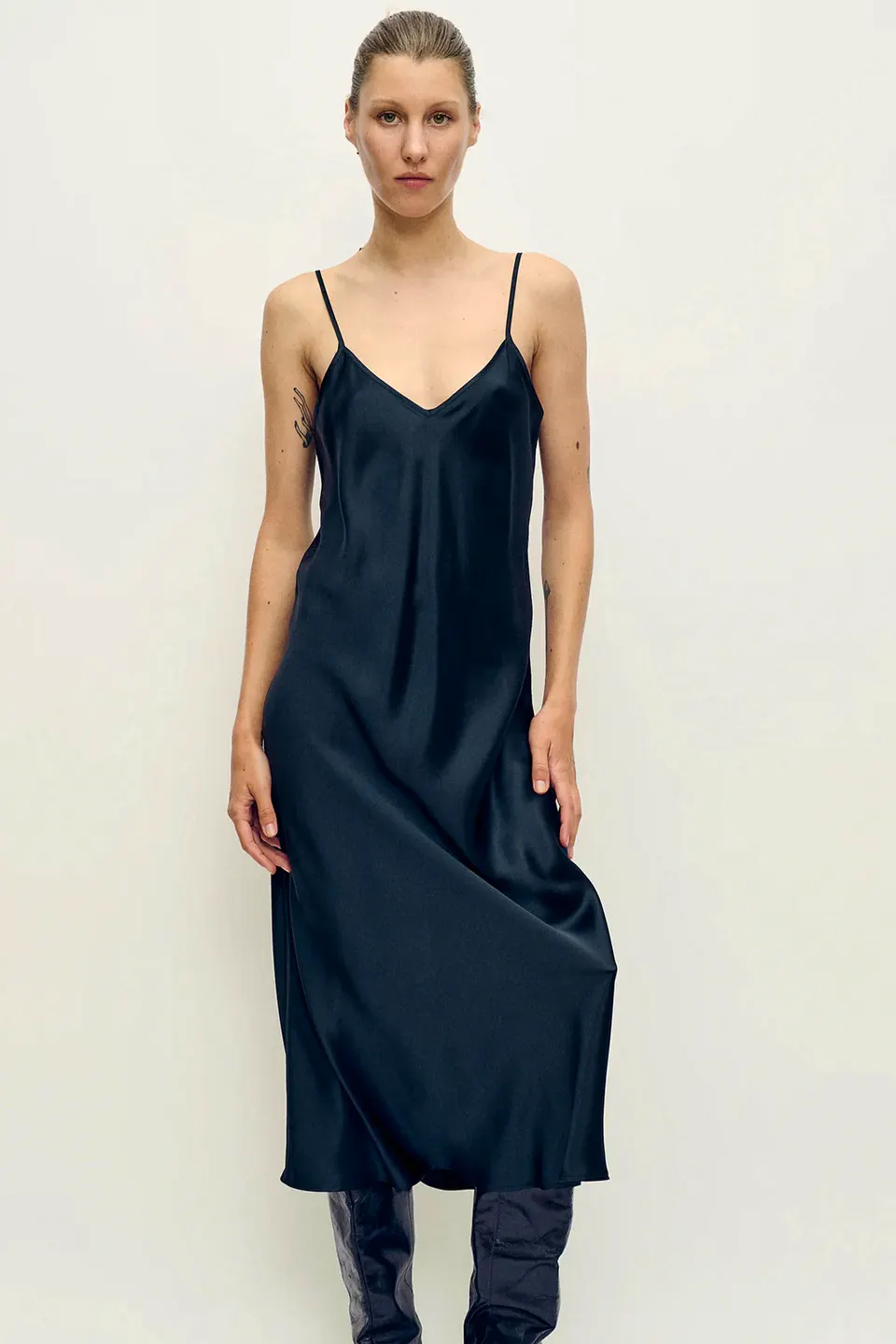 Silk Laundry 90S Slip Dress Black, £192