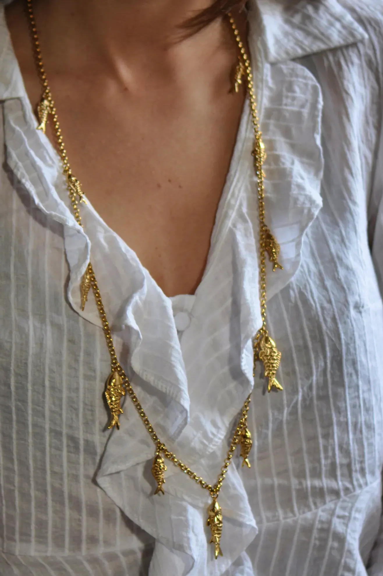 Laurence Costes Gold Pisces Necklace, £345