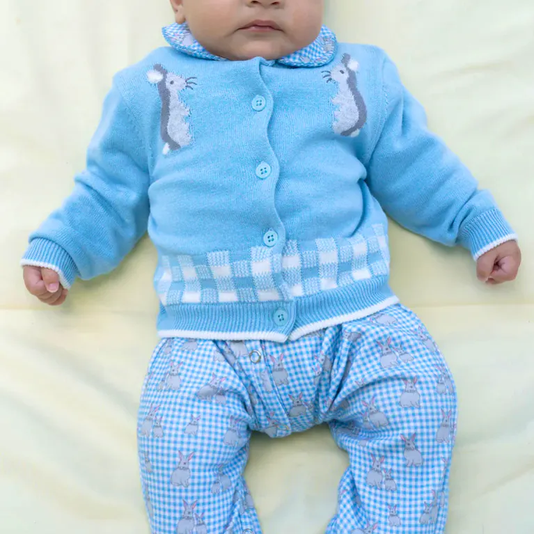 Rachel Riley Blue Gingham Bunny Cardigan, £69