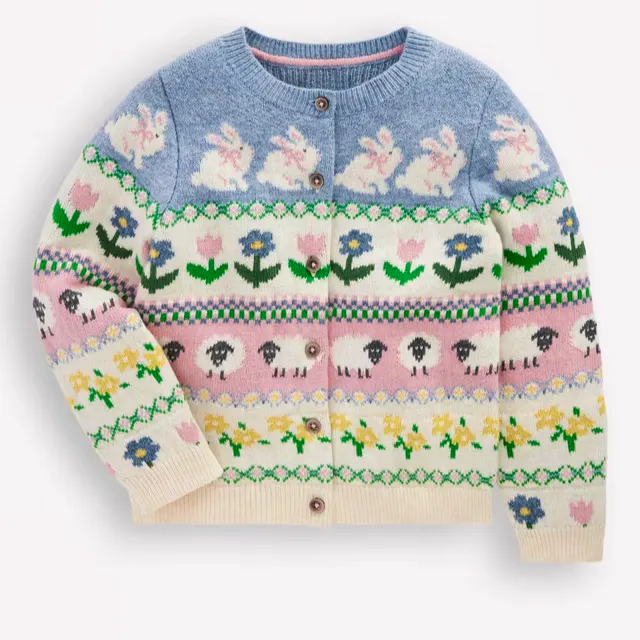 Boden Edie Fair Isle Cardigan Blue Bunny, £37