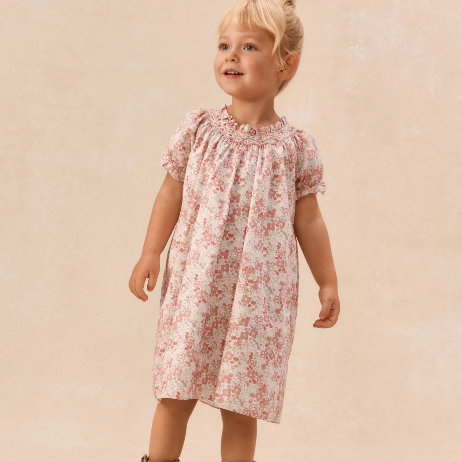 The White Company Organic Cotton Petunia Hand-Smocked Dress, £40