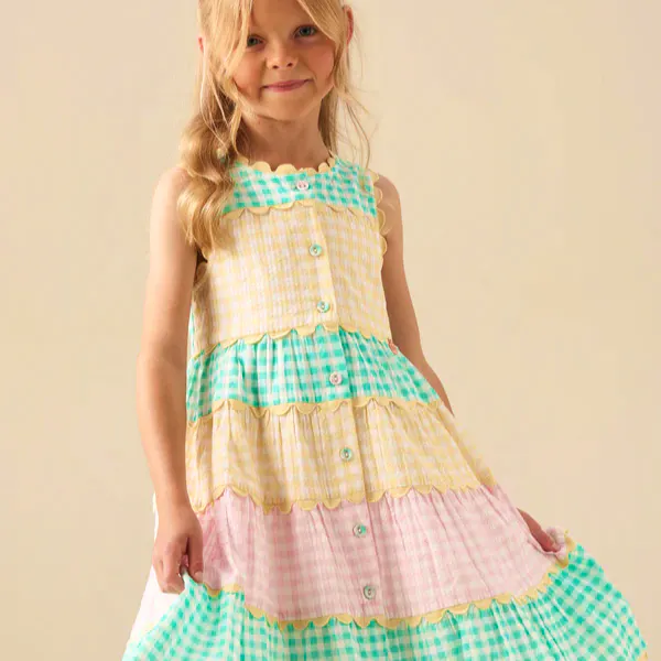 Angel And Rocket Ginny Pastel Gingham Bow Waist Dress, £38