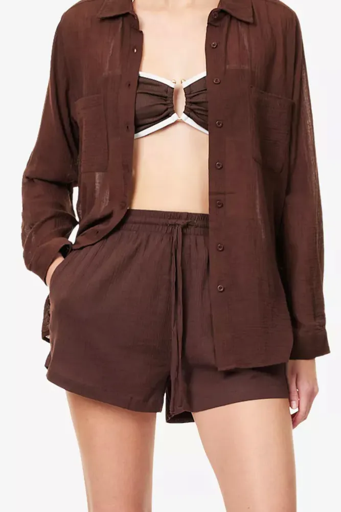 Seafolly Crinkle Drawstring Cotton-Poplin Shorts, £65