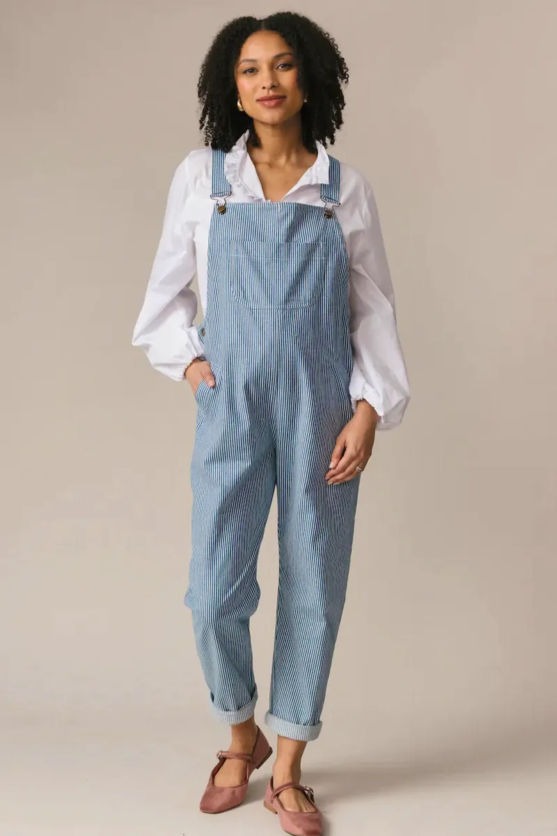 Clary & Peg Doris Dungarees Denim Stripe, £185