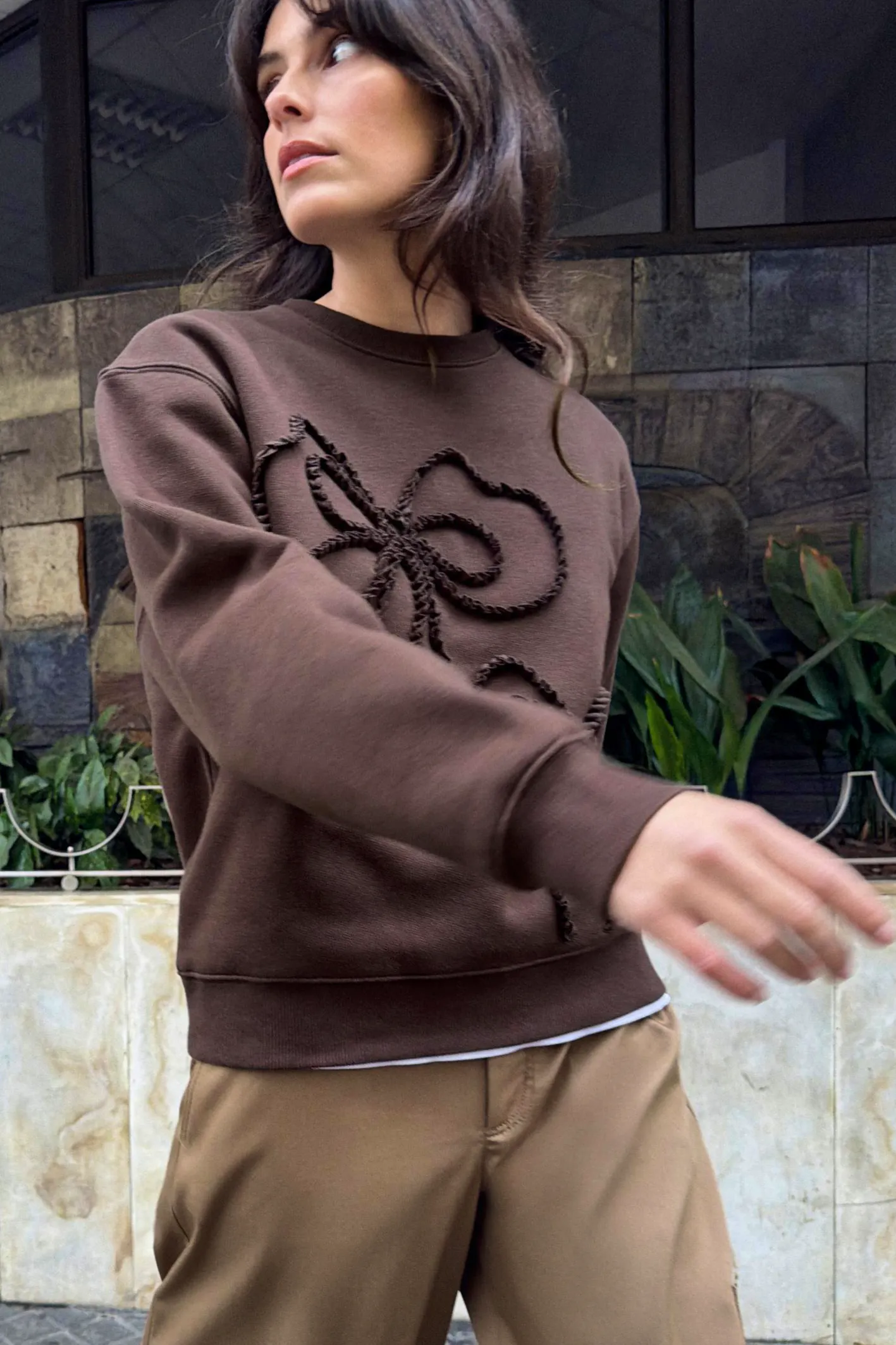 Zara Embossed Bow Sweatshirt, £30