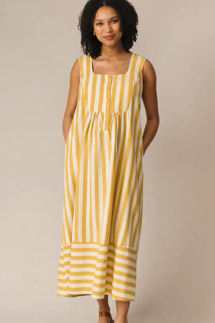 Clary & Peg Sadie Dress Sunshine Yellow Stripe, £195