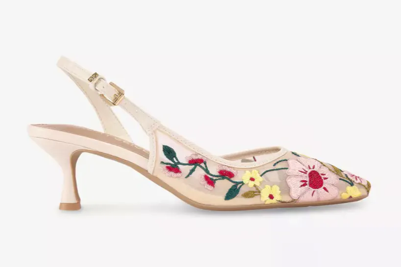 Kurt Geiger Aria Low 2 Embrodiered Mesh Woven Heeled Courts, £129