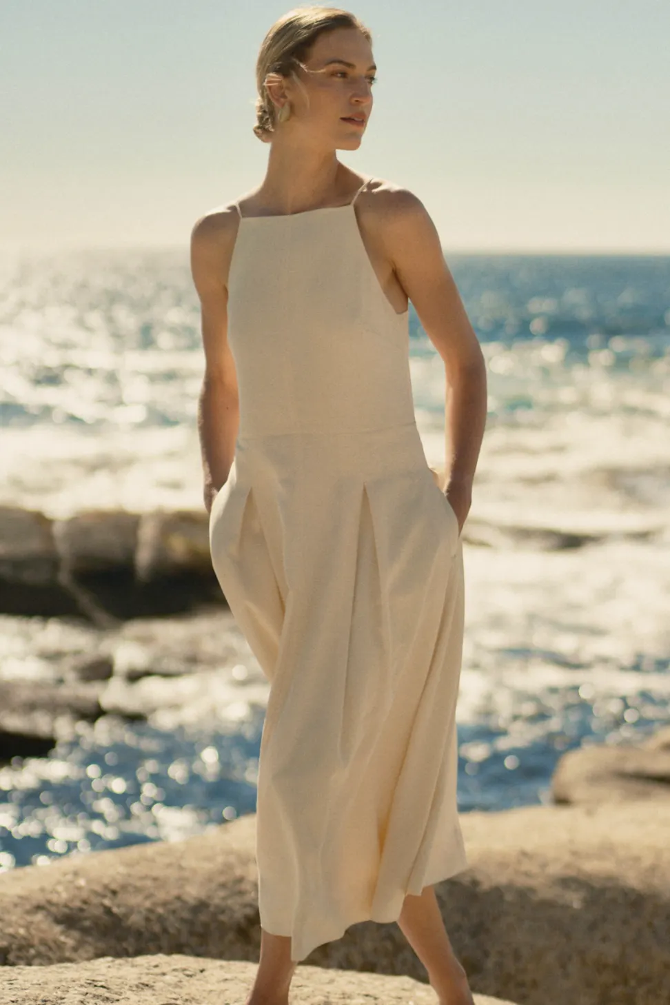 The White Company Square Neck Dress with Pleated Skirt, £170