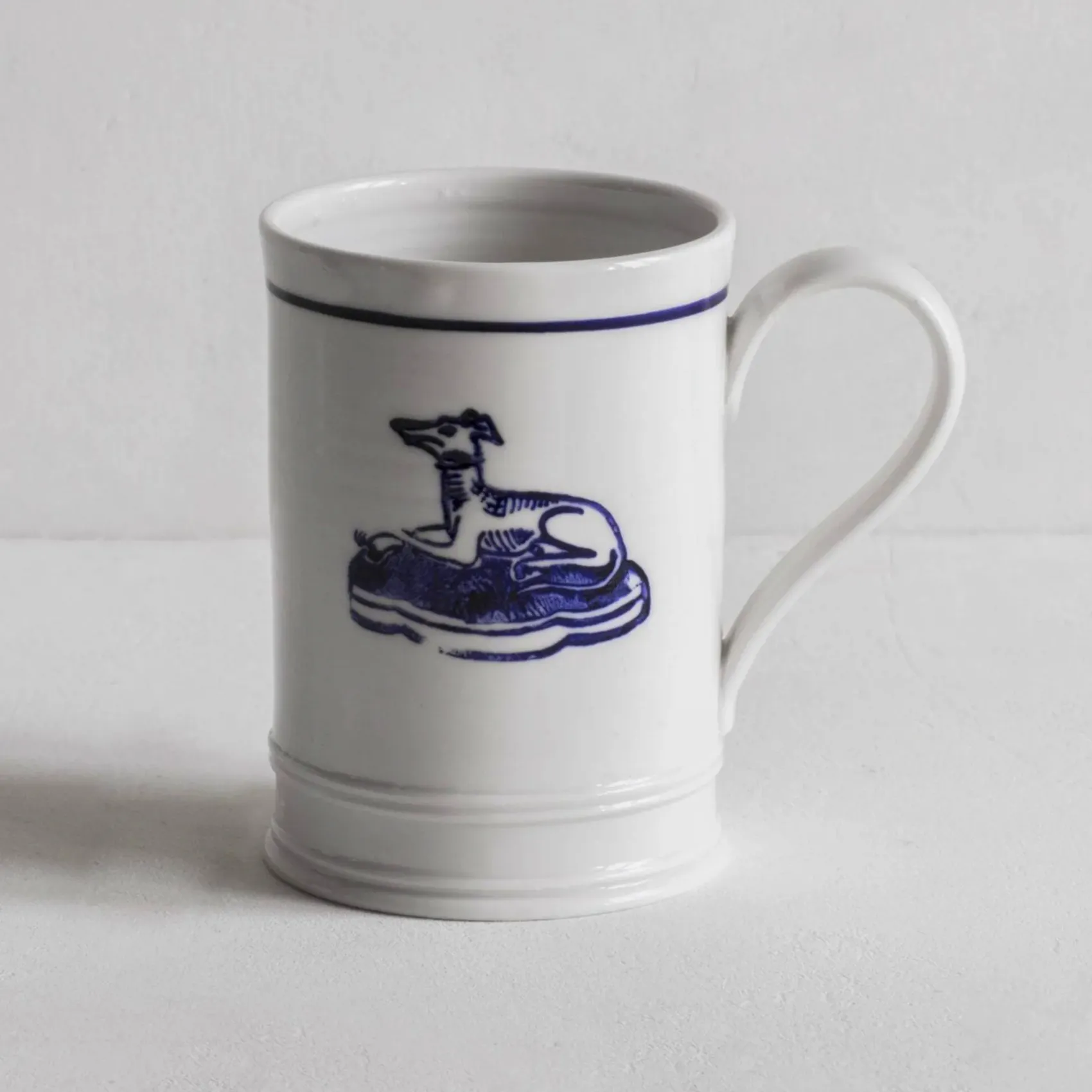 John Julian Classical Mug with Blue Line and Hound, £55