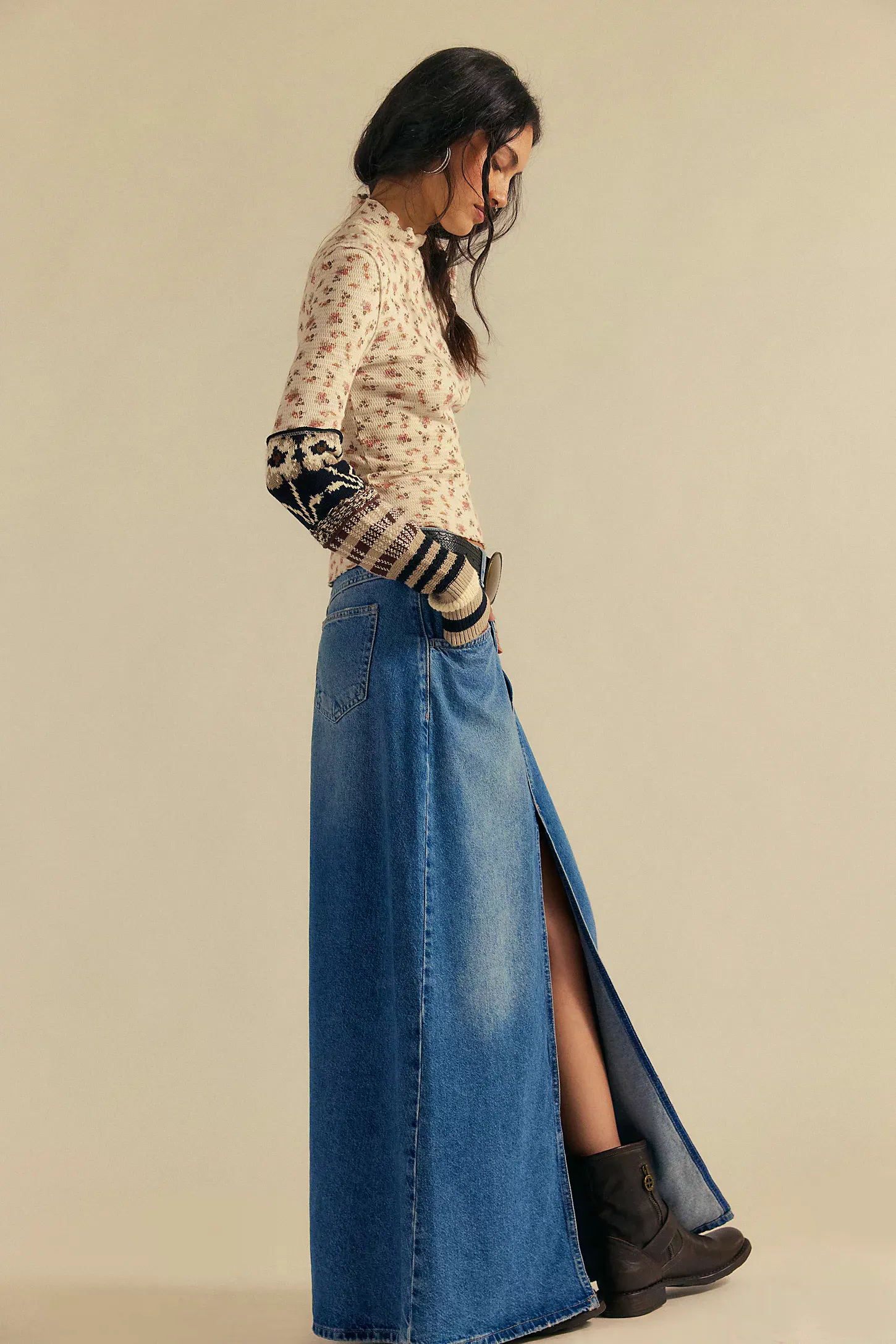 We The Free Come As You Are Denim Maxi Skirt