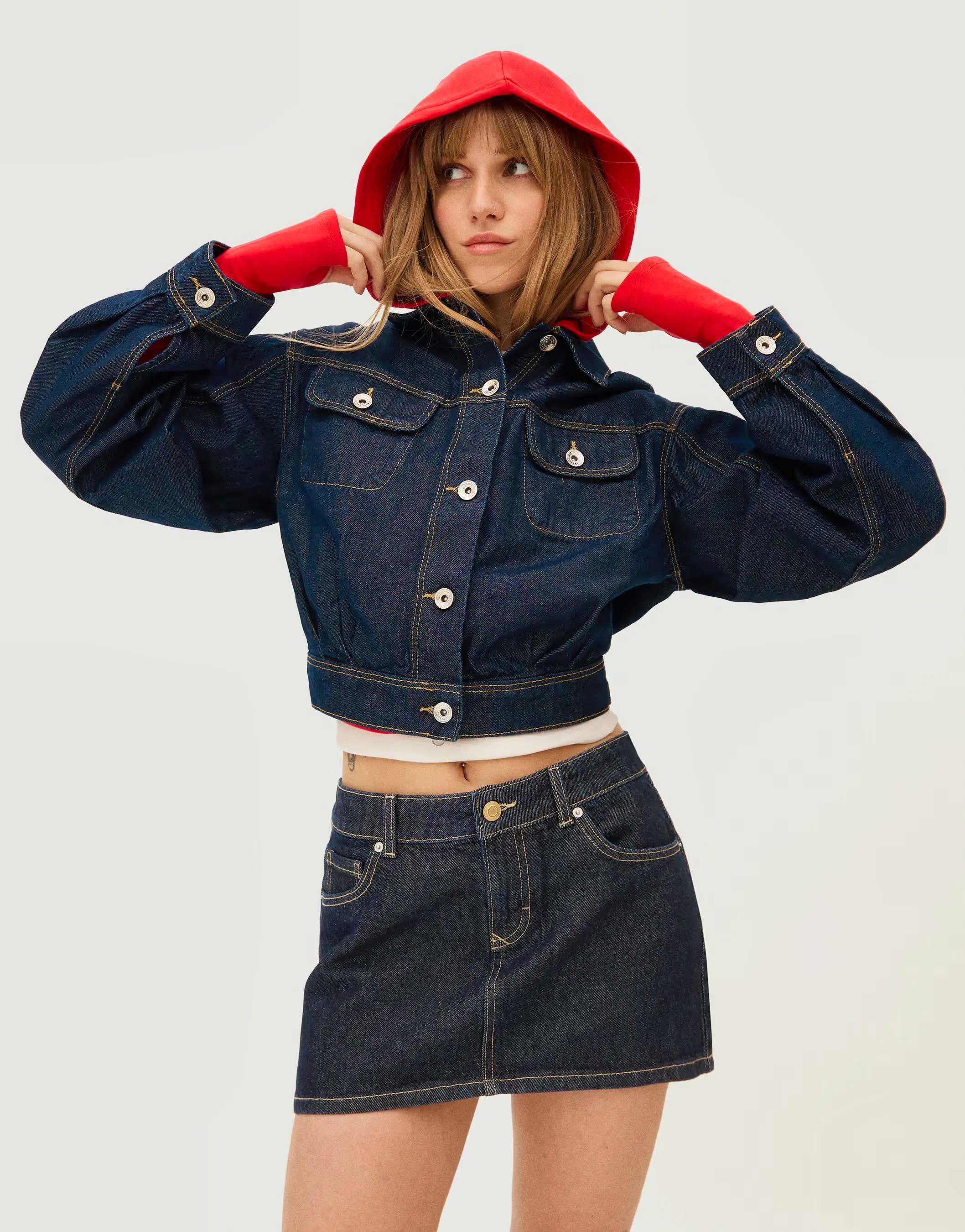 Bershka Denim Mini Skirt In Blue