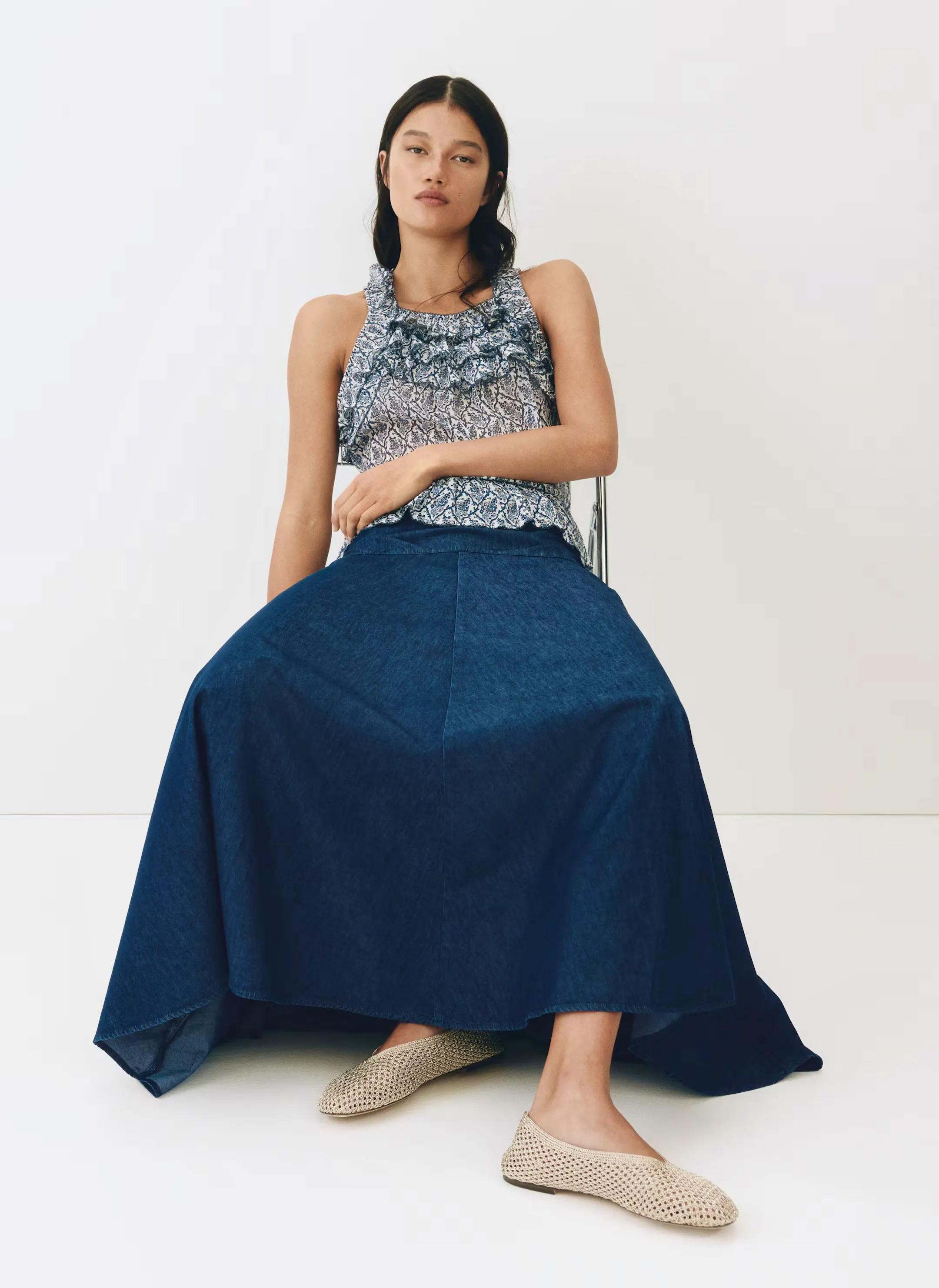 Flared Denim Skirt