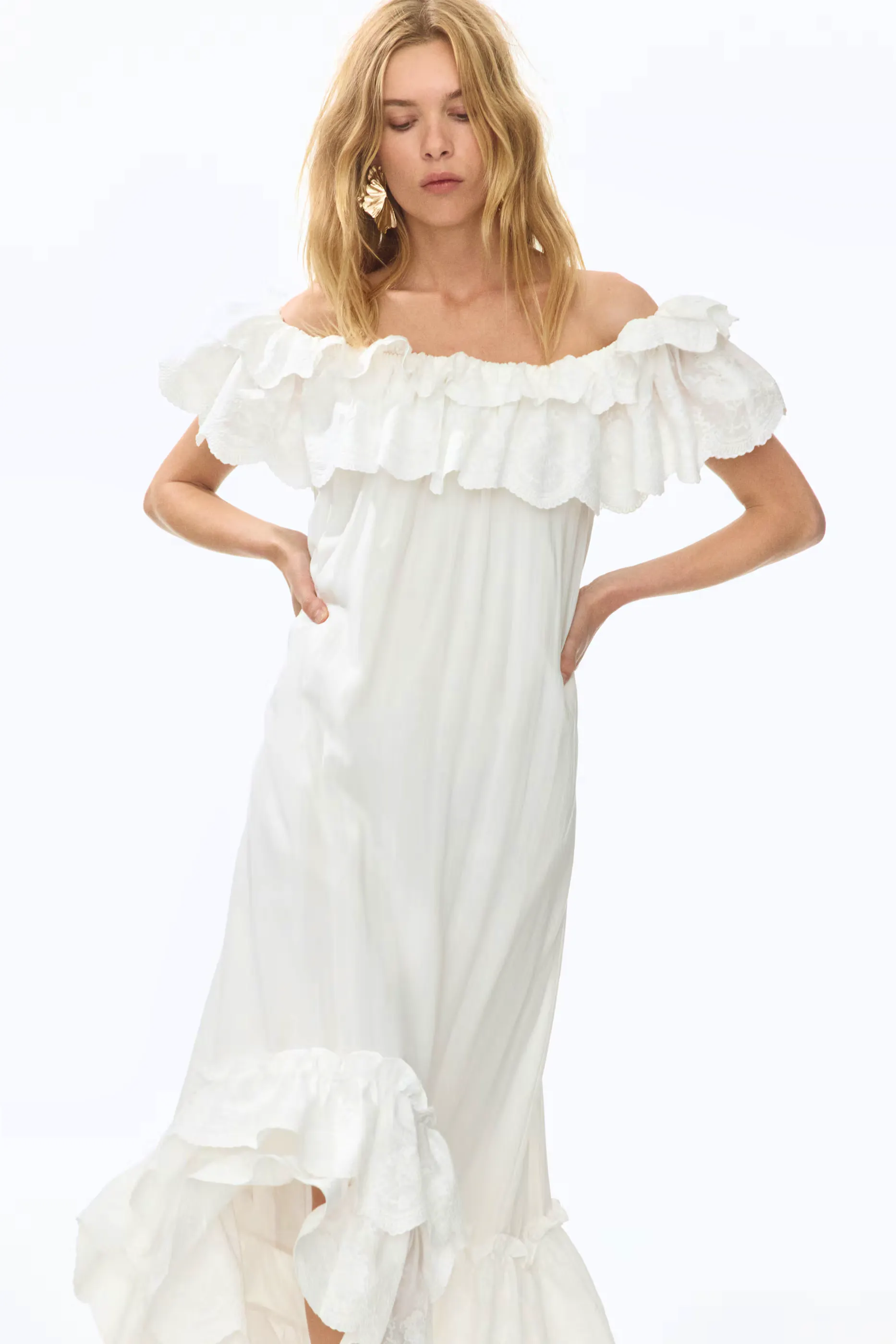 H&M Frill-Trimmed Off-The-Shoulder Dress, £89.99
