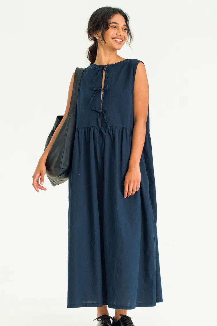 Olive Clothing Two Way Faye Ribbon Back Dress, Navy, £79