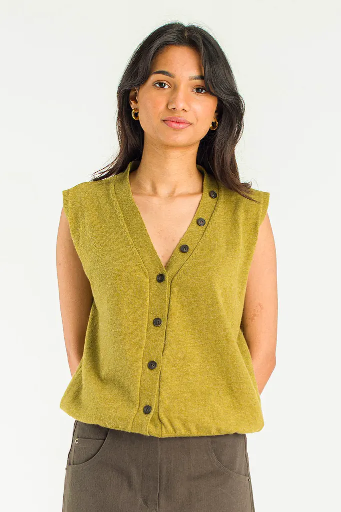 Olive Clothing Shawl Set Vest, Olive, £79