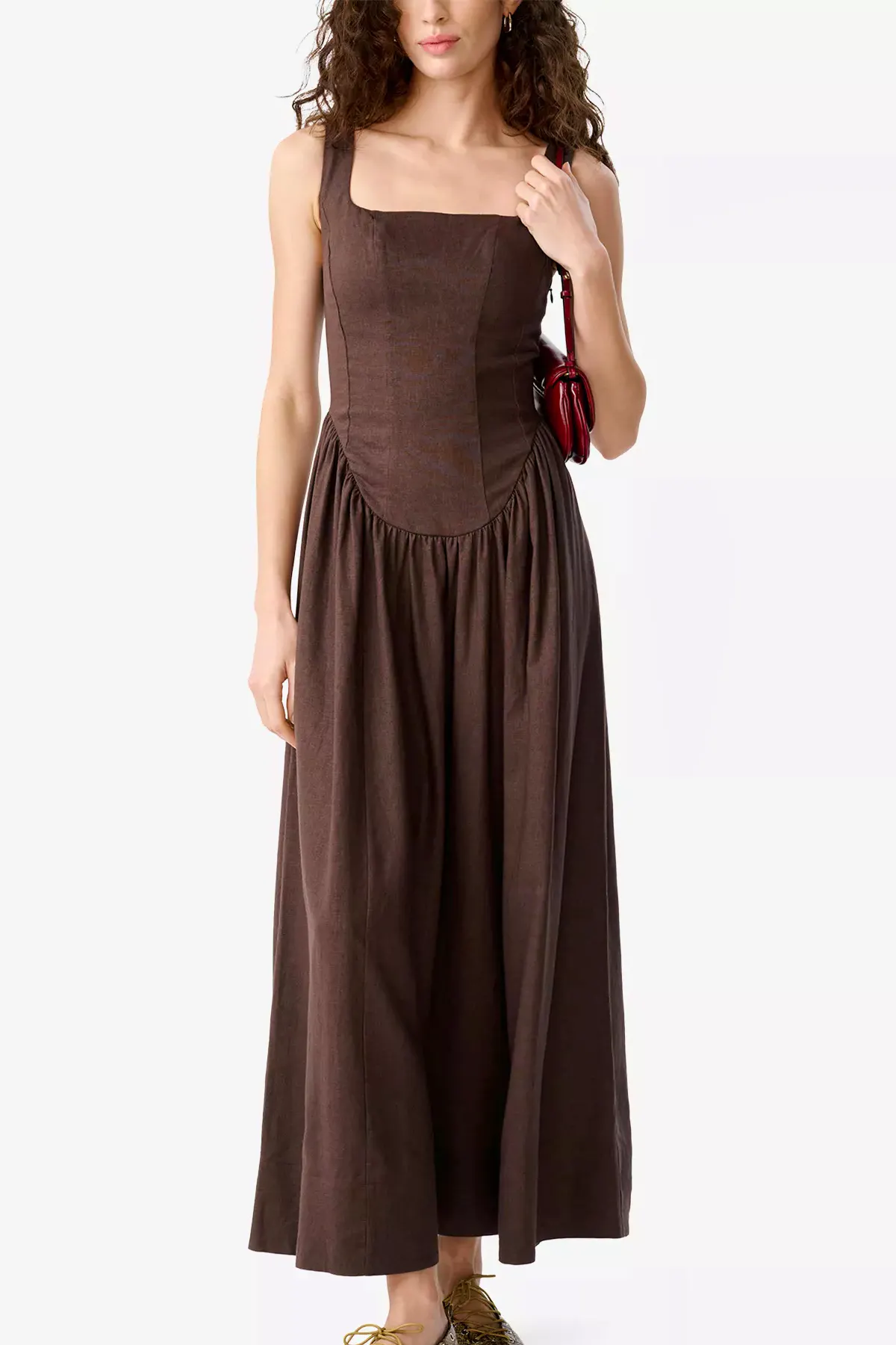 Omnes Suri Square-Neck Linen-Blend Maxi Dress, £79
