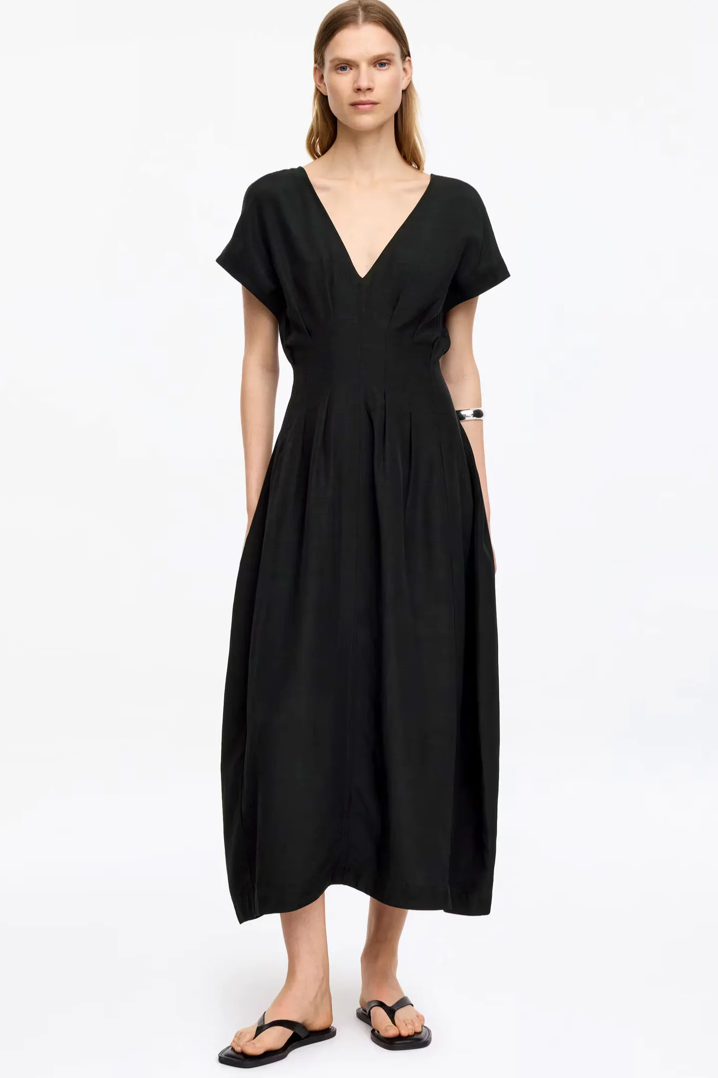 Arket Pleated Waist V-Neck Dress, £85