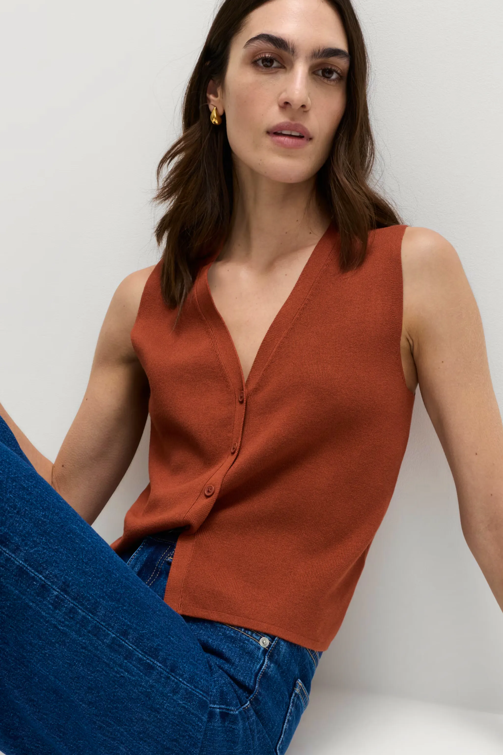 M&S V-Neck Cropped Knitted Waistcoat, £18