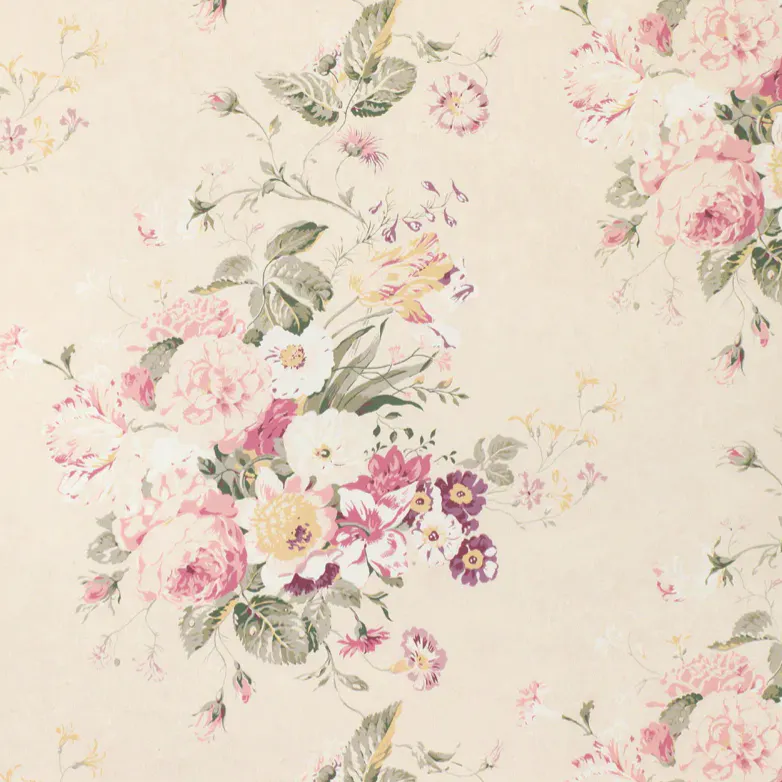 Cabbages & Roses Constance Multi on Natural Wallpaper, Sample – £1.95