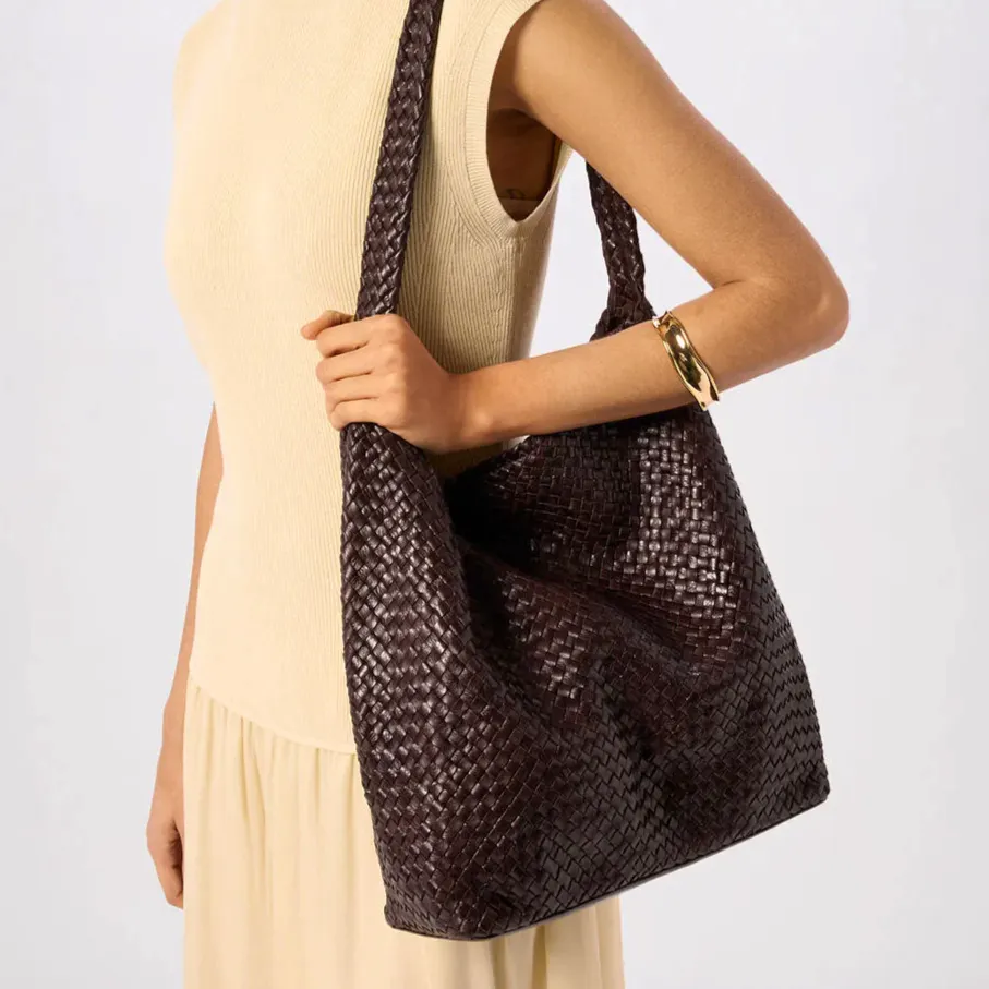 Whistles Chocolate Woven Tote Bag, £225