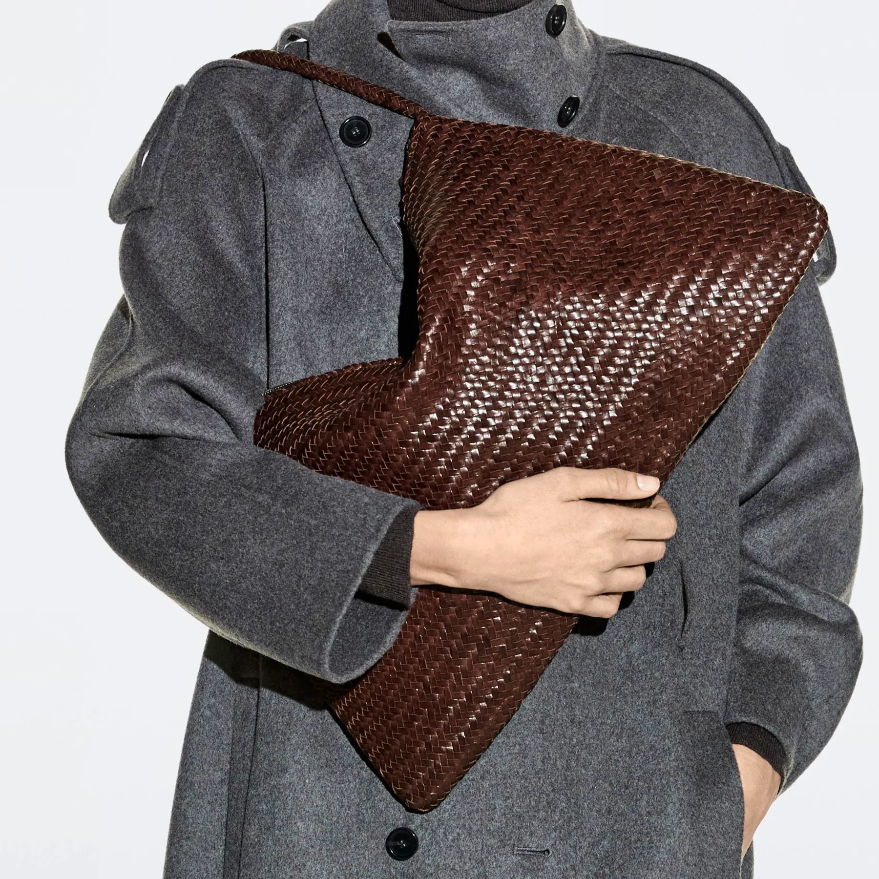Massimo Dutti Large Woven Nappa Leather Satchel Bag, £299