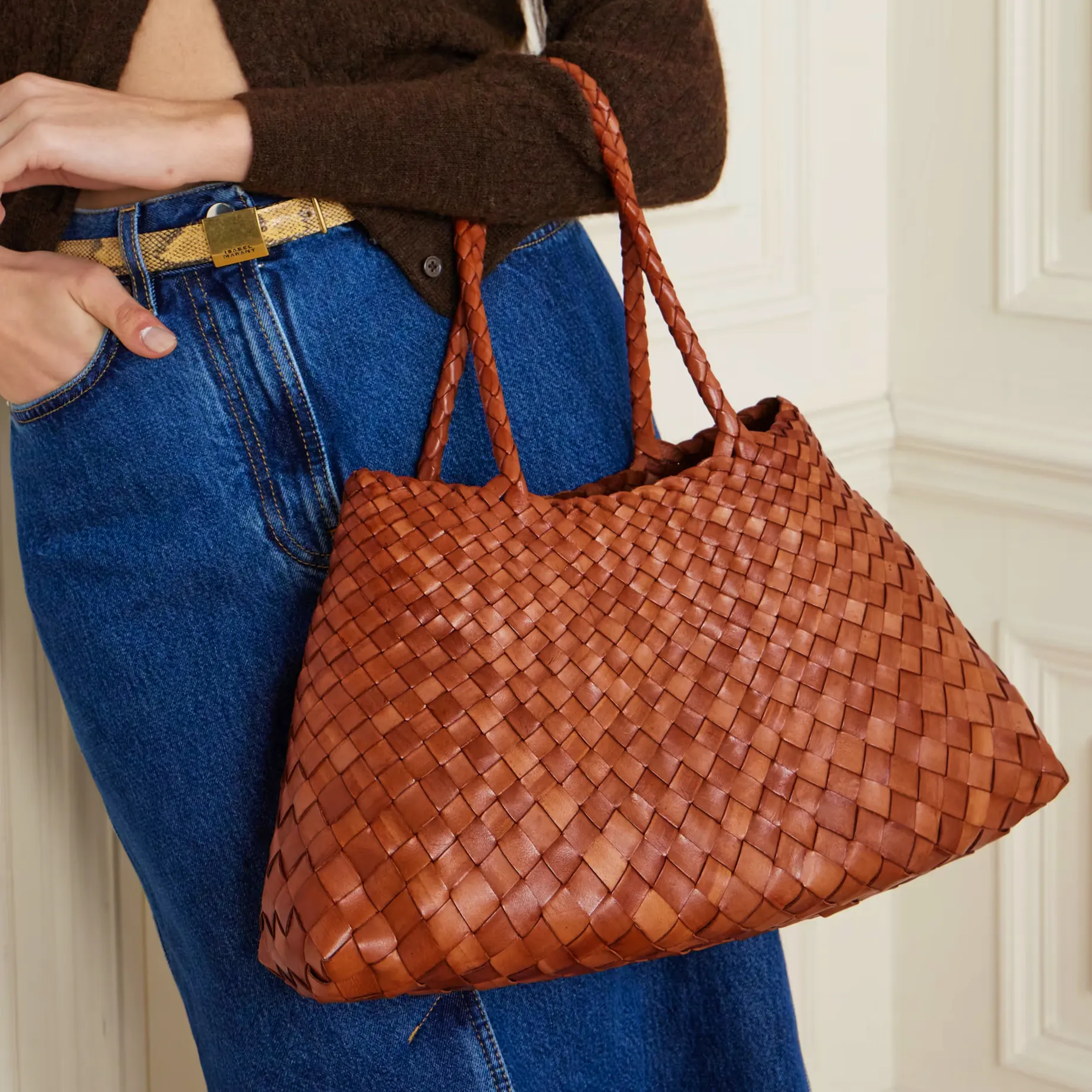 Dragon Diffusion Santa Croce Woven Leather Tote Bag, £440