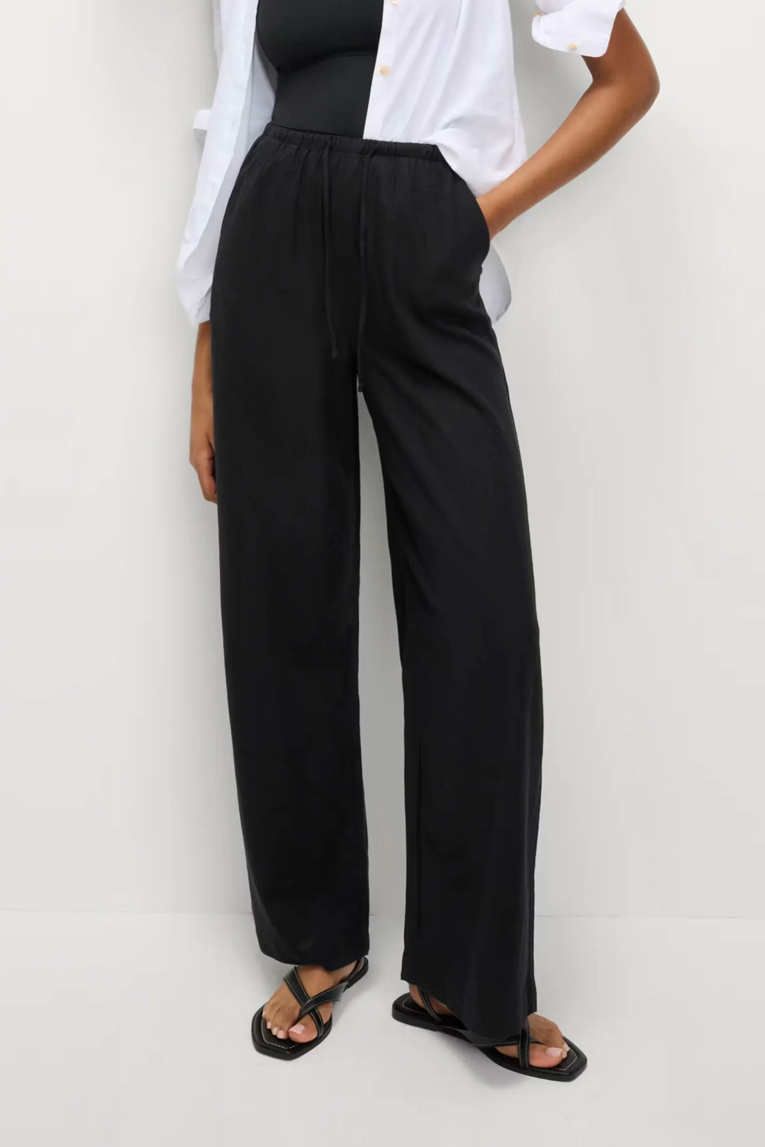 M&S Linen Blend Wide Leg Trousers, £28