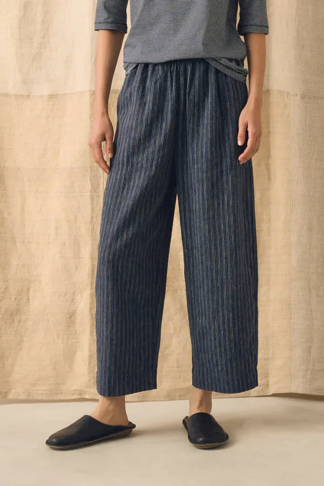 Toast Stripe Linen Cotton Barrel Leg Trousers, £145