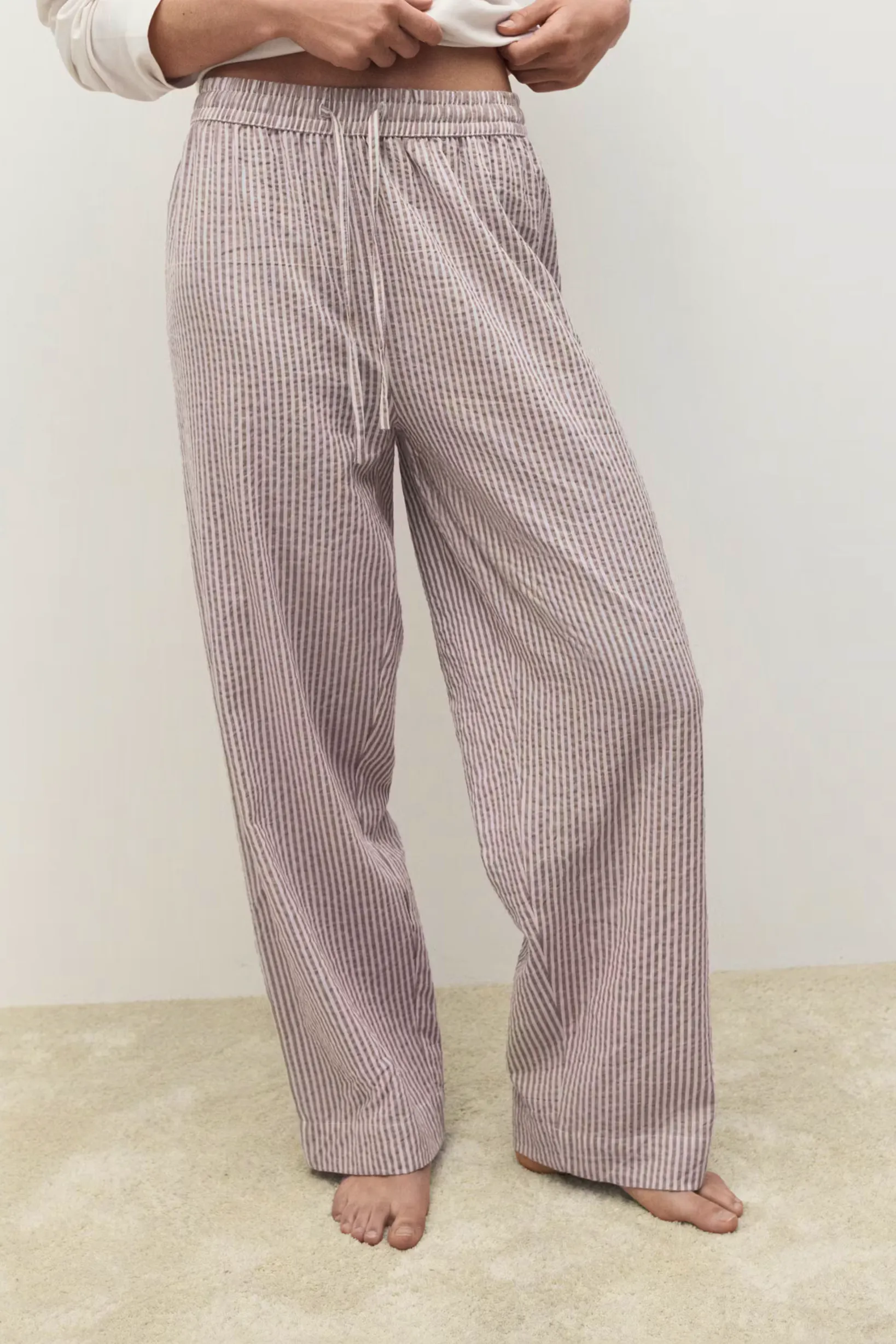 Mango Seersucker Striped Trousers, £29.99