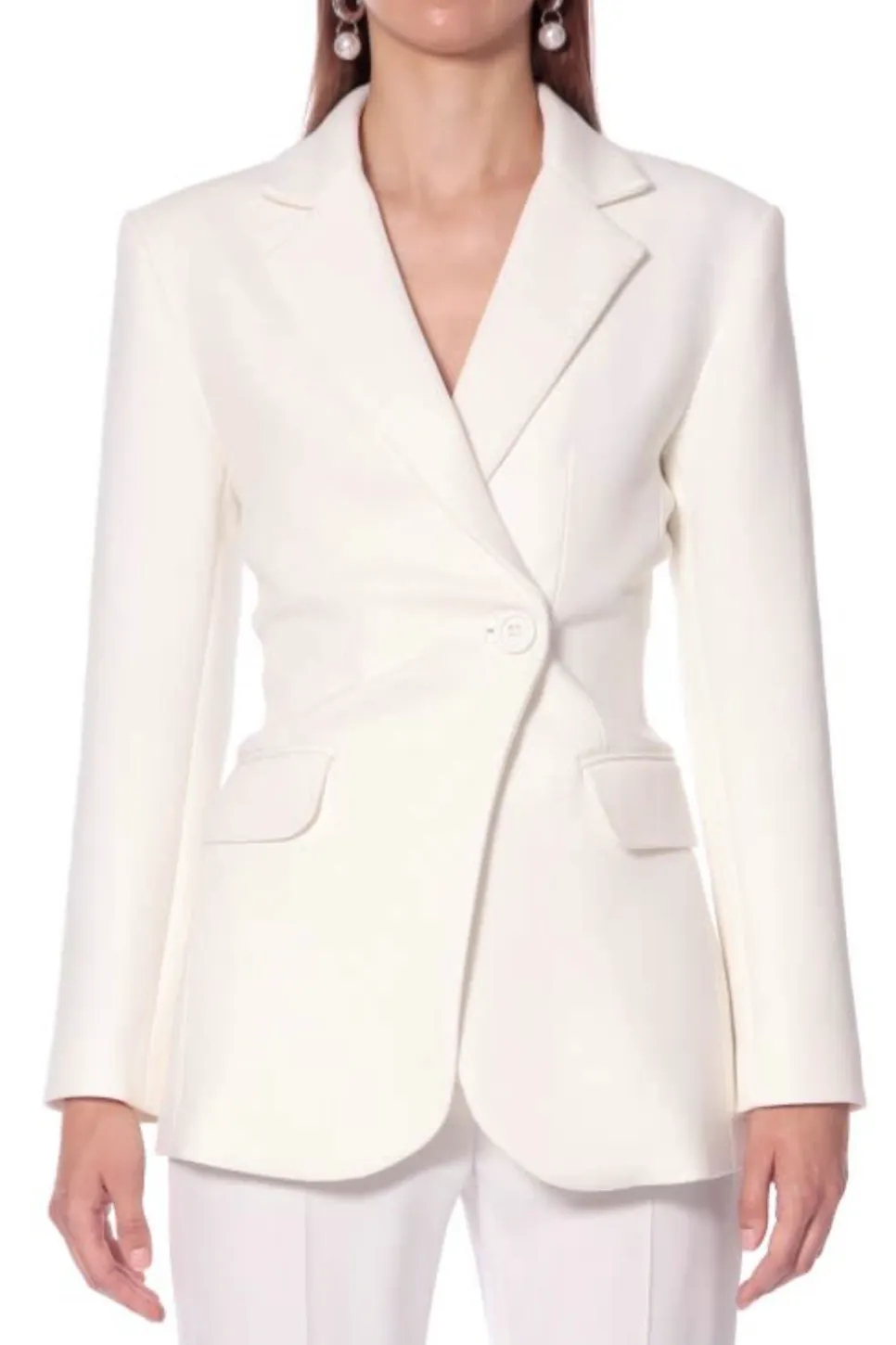 Wolf & Badger Isabella Off White Hourglass Shaped Feminine Blazer, £446