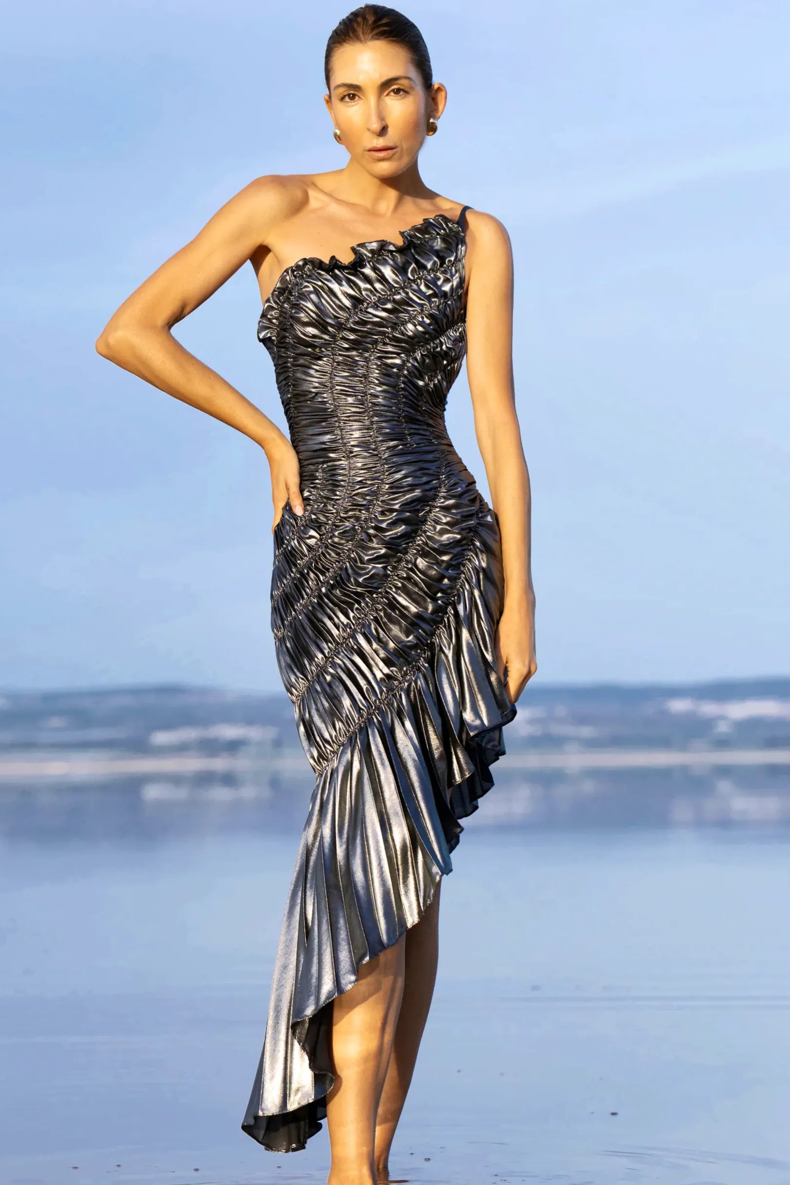 Georgia Hardinge Impression Dress Metallic, £225 (was £455)