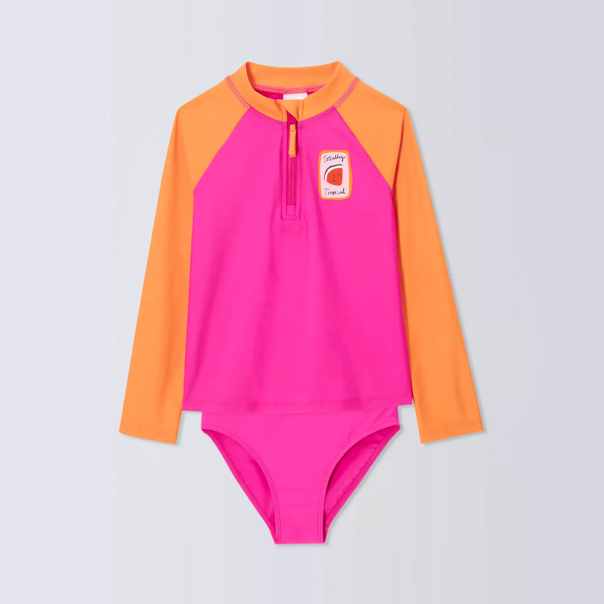 John Lewis Kids' Fruit Colourblock Rash Vest and Bikini Bottoms Set, Pink Multi, From £18 - £20