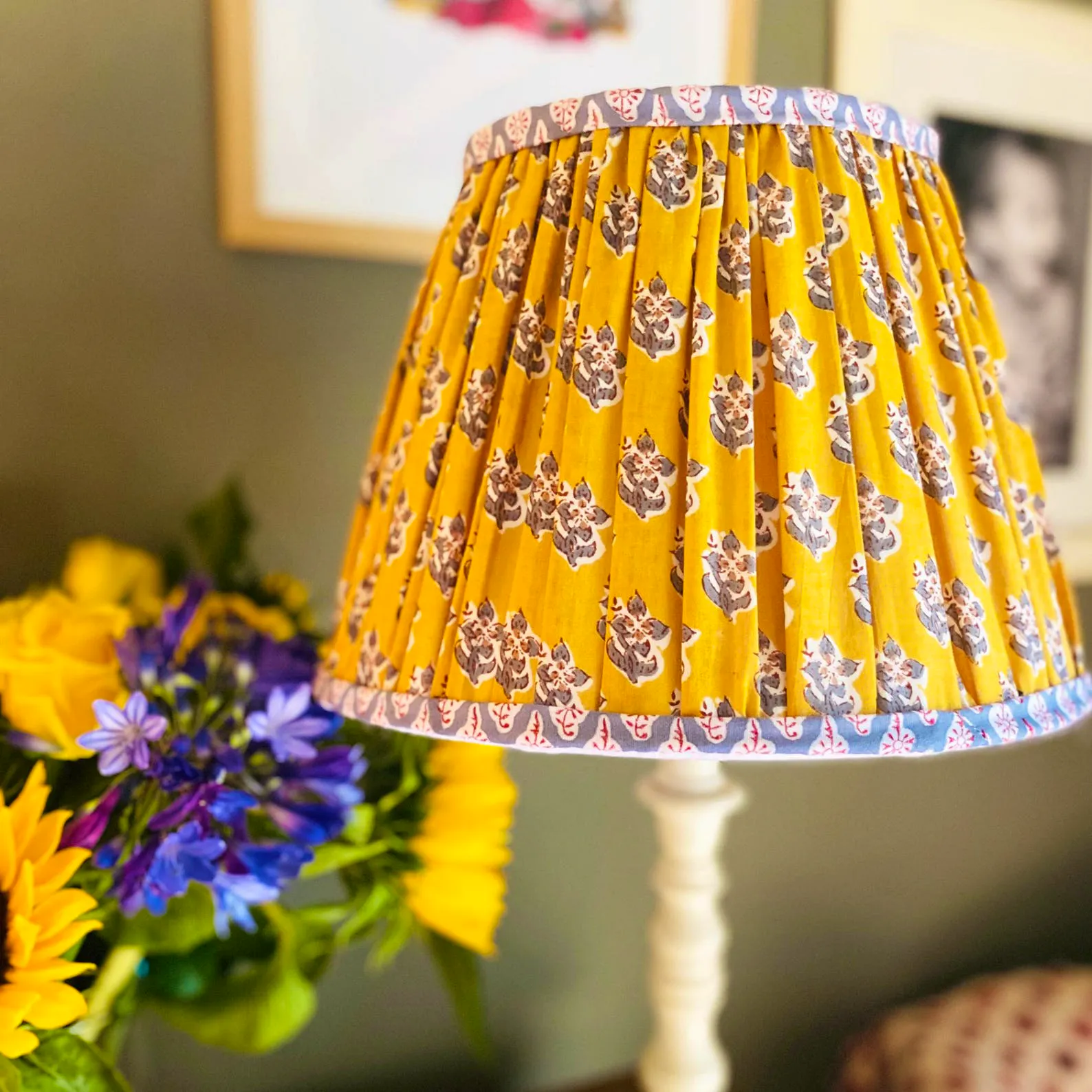 Etsy Handmade Gathered Lampshade- Hand Blocked Indian Cotton