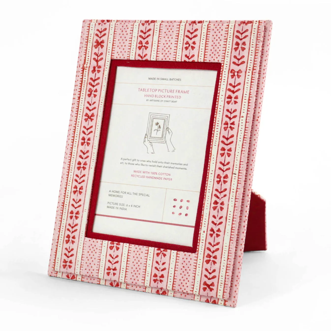 Pentreath - Table Top Picture Frame - Floral Stripe Red