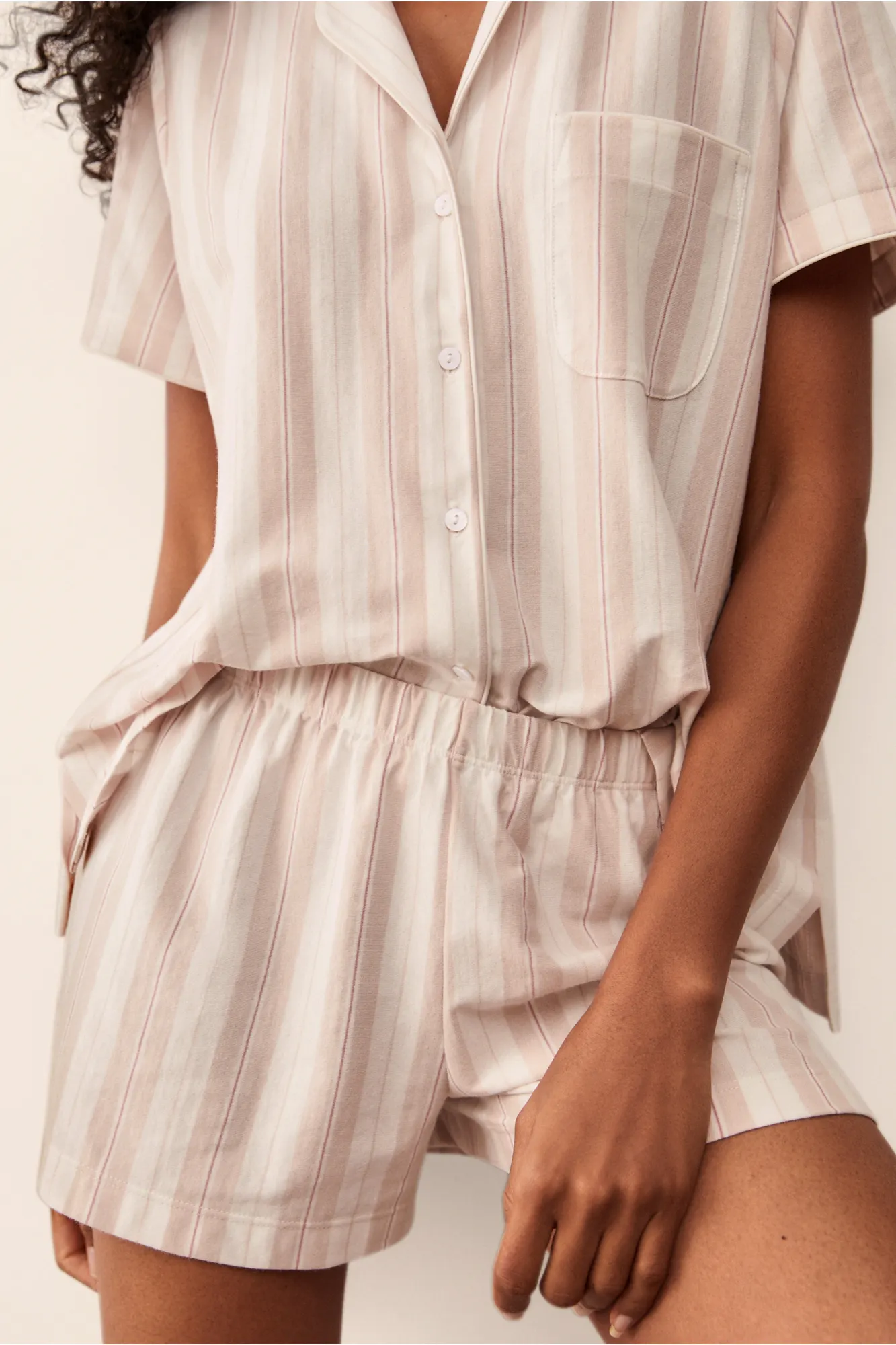 Organic Brushed Cotton Stripe Shortie Pyjama Set £75