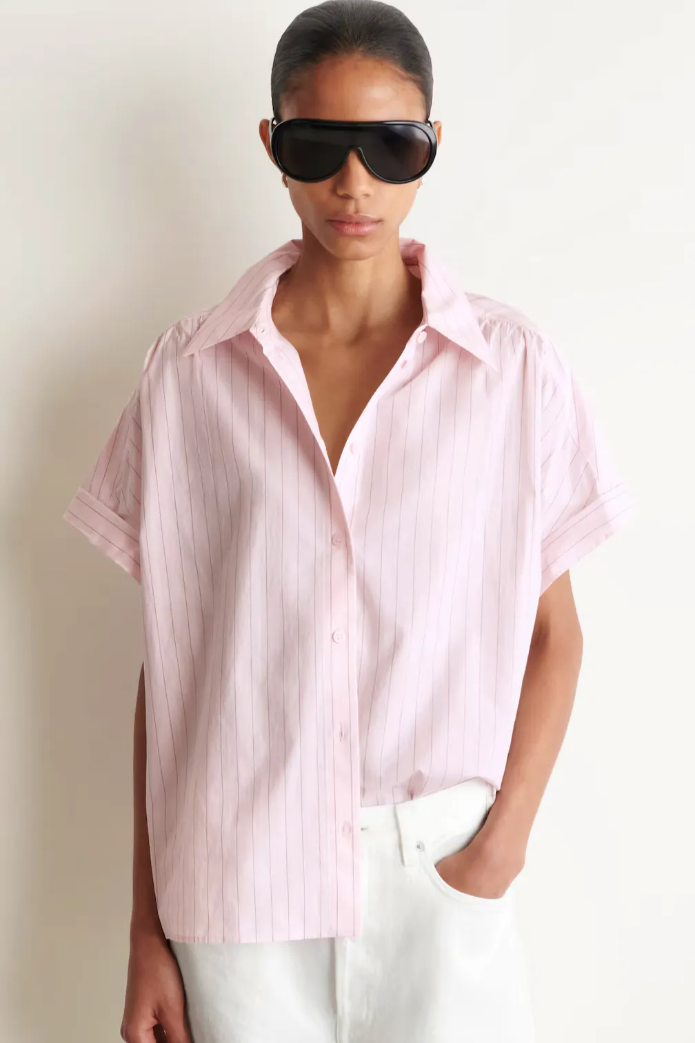 Striped Short-Sleeved Cotton Shirt £65
