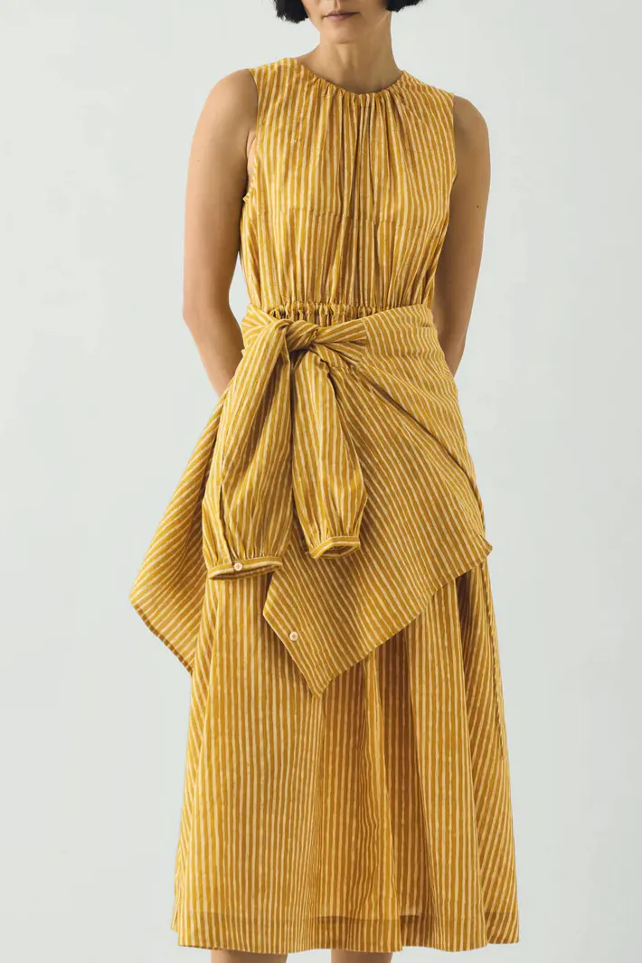 Martha Natural Dye Stripe Cotton Dress £165