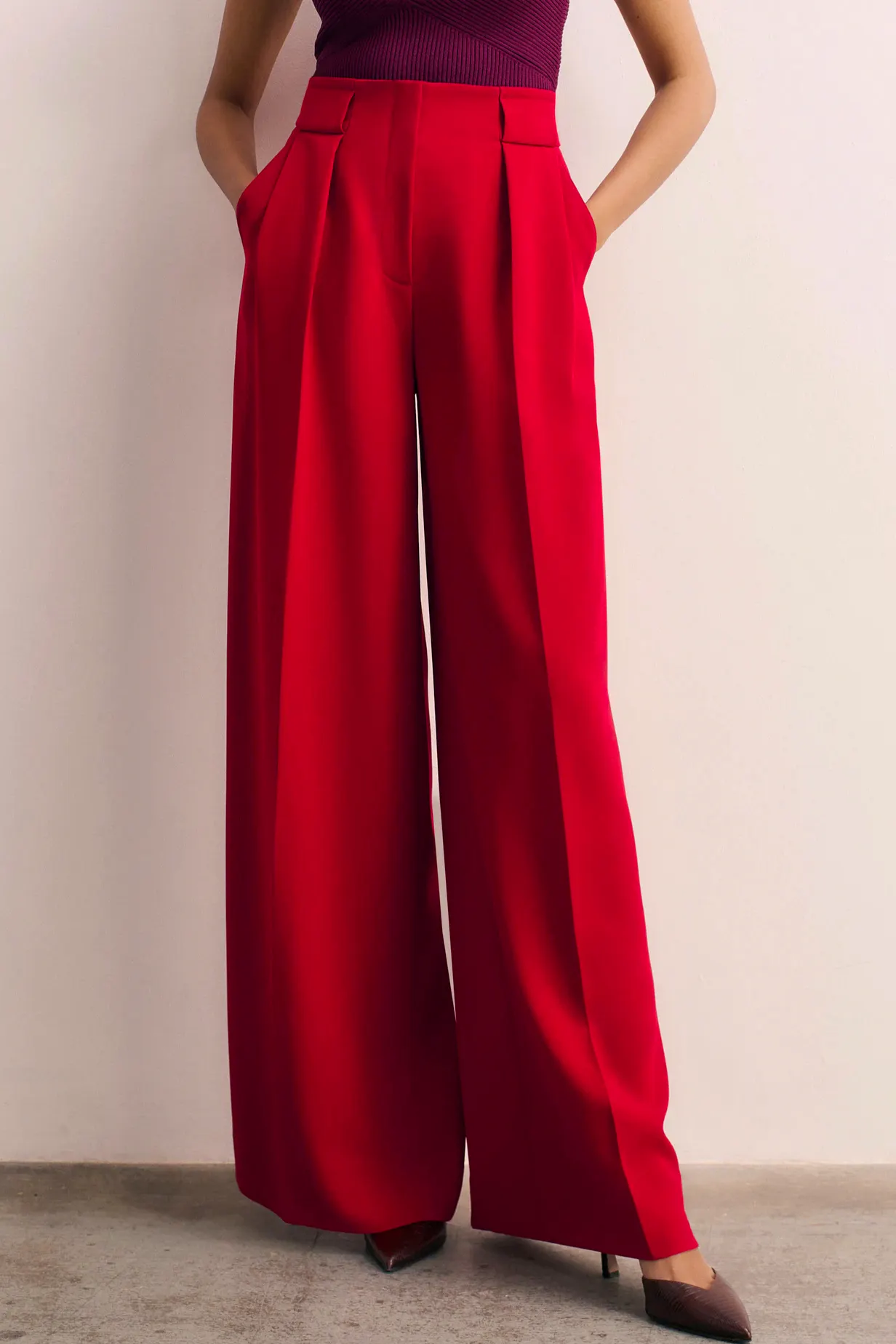 The Fold London Lyon Crepe Palazzo Trousers, £250