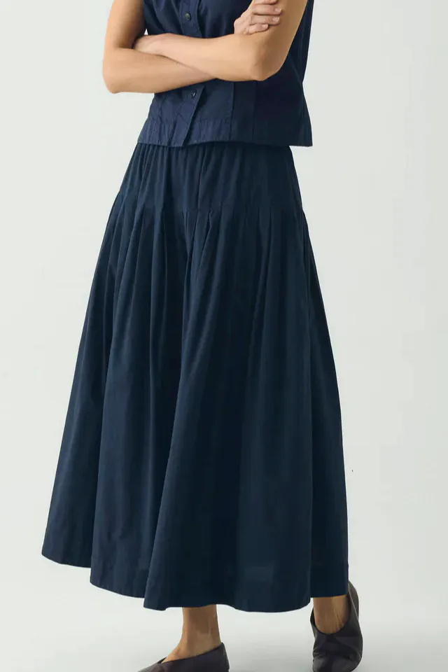 Toast Pleated Raised Stripe Cotton Skirt, £165